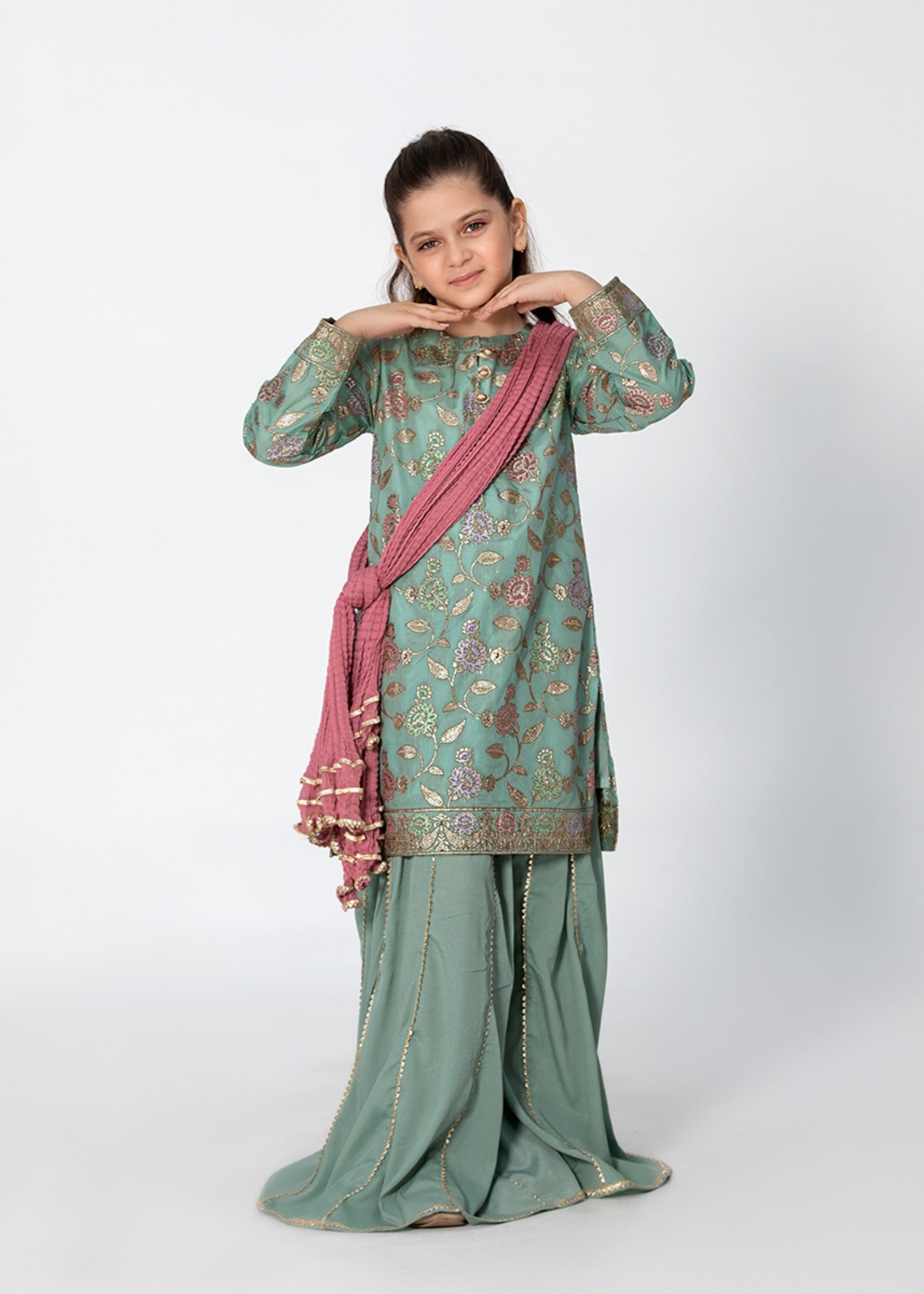 banarasi resham silk Sharara in Pastel green