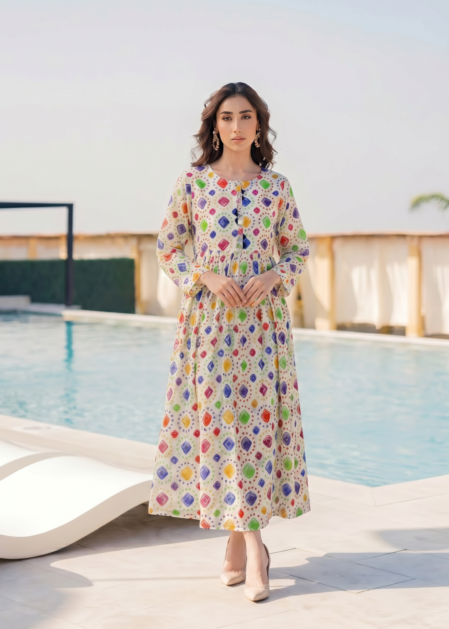 lawn Maxi in Floral white