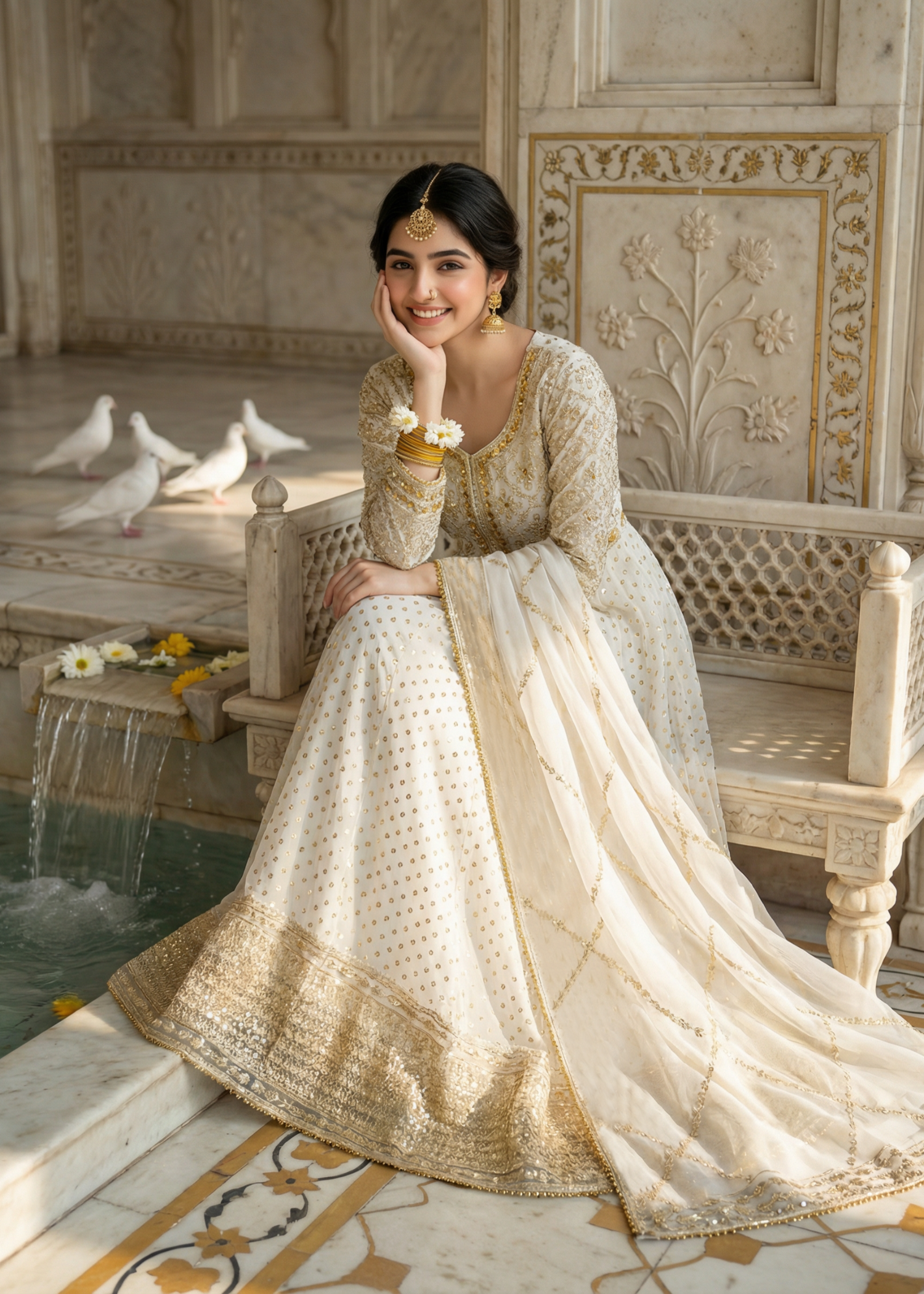 chiffon Maxi in Pearl white