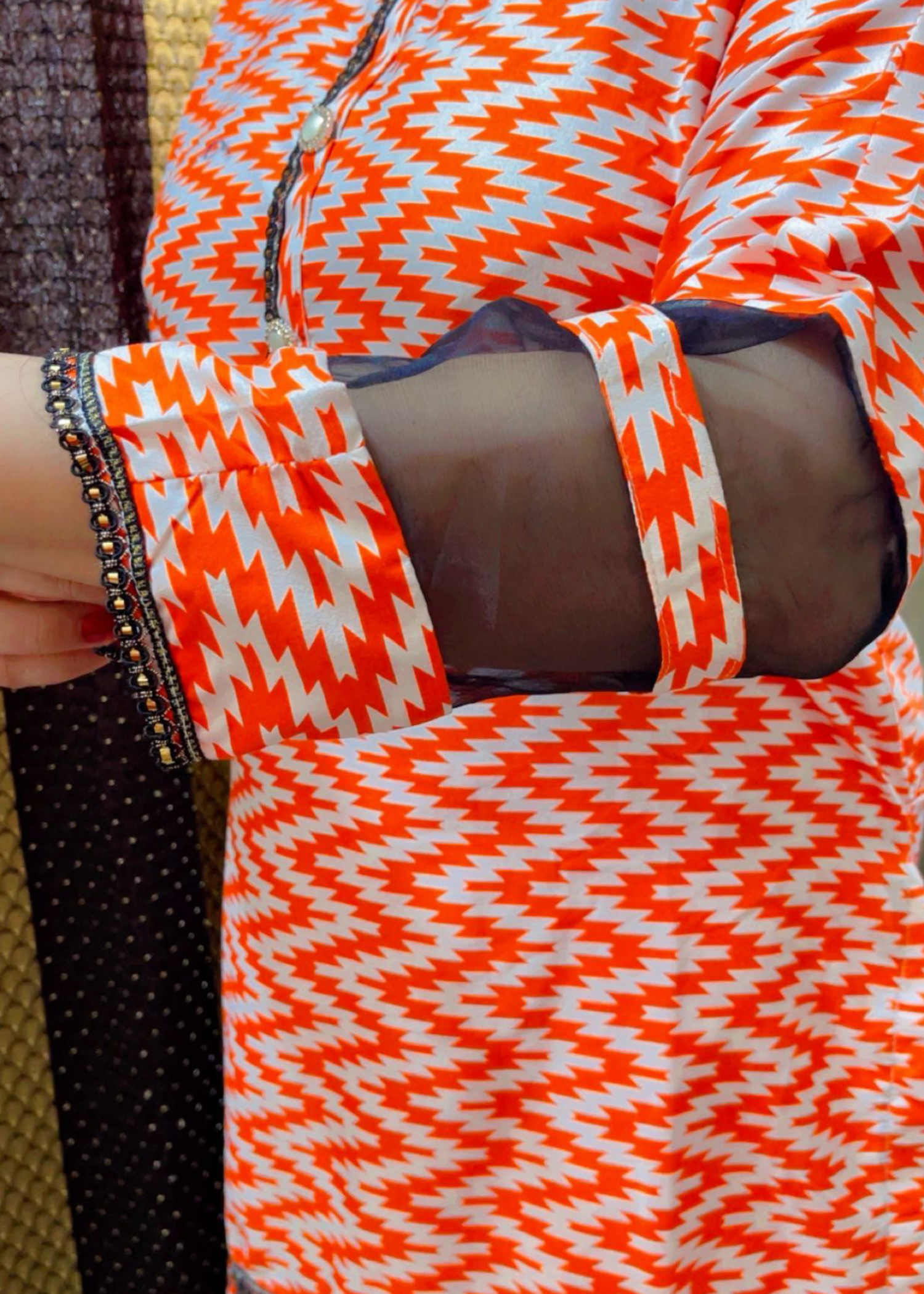 silk finish lawn Co Ord Sets in Orange