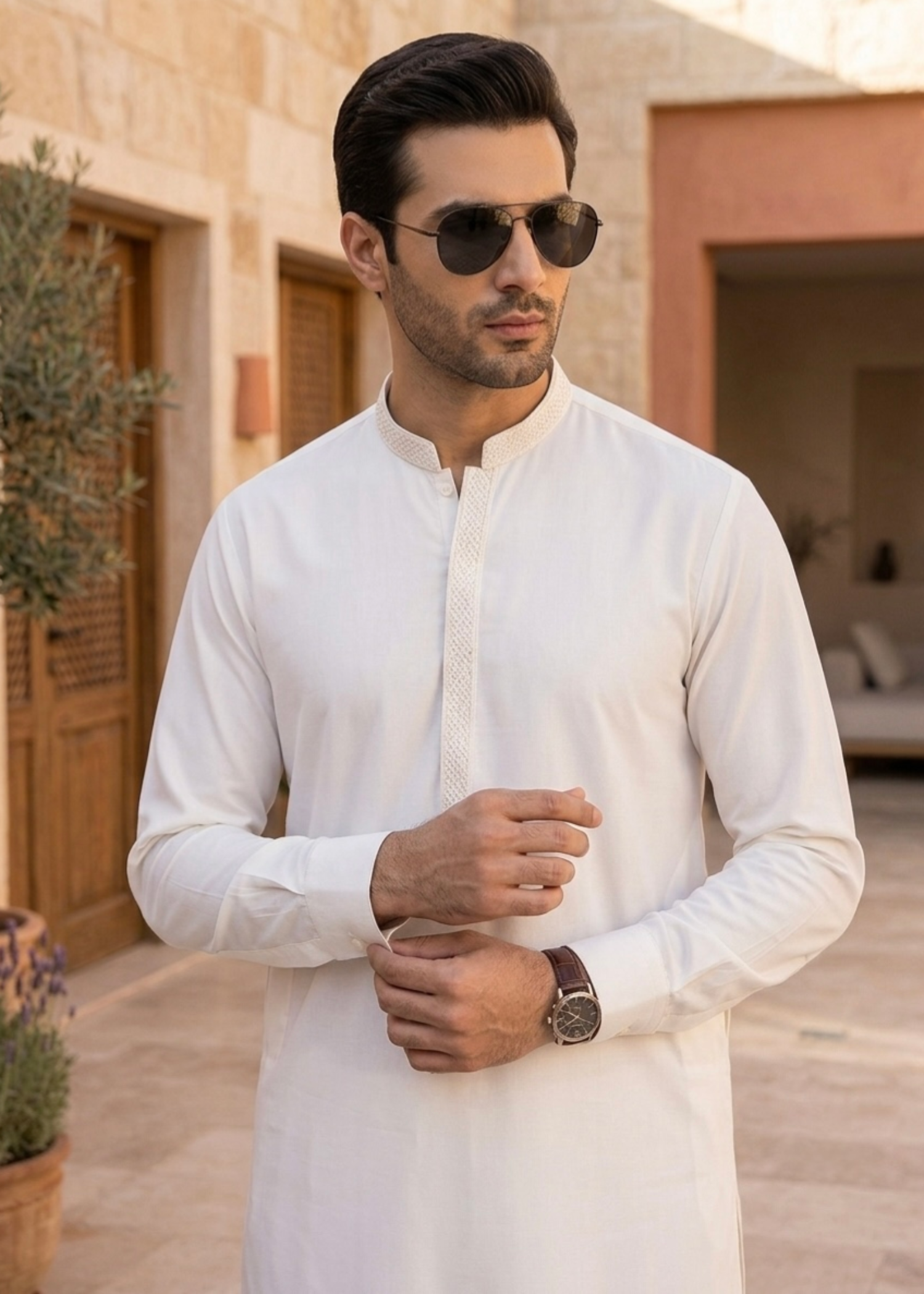wash & wear Shalwar Kameez in White