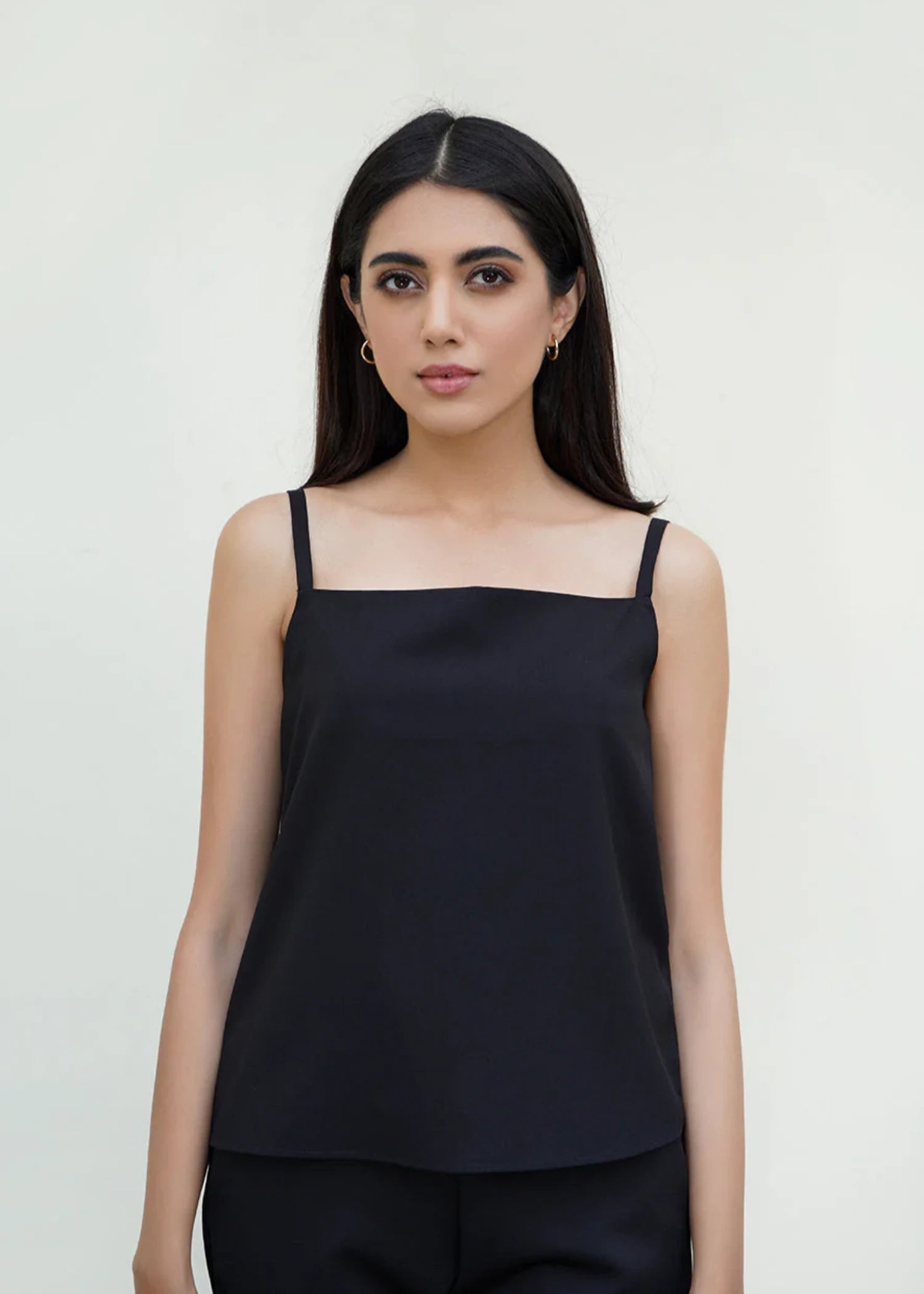 crepe Tank Top in Black