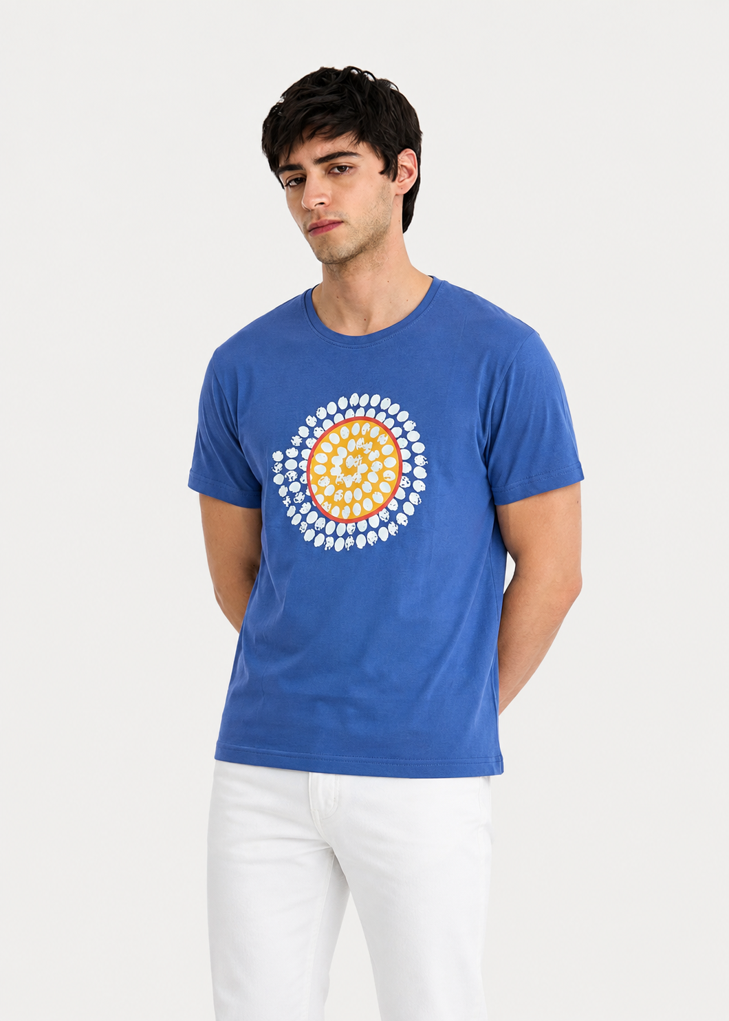 cotton T Shirt in Royal blue, azure