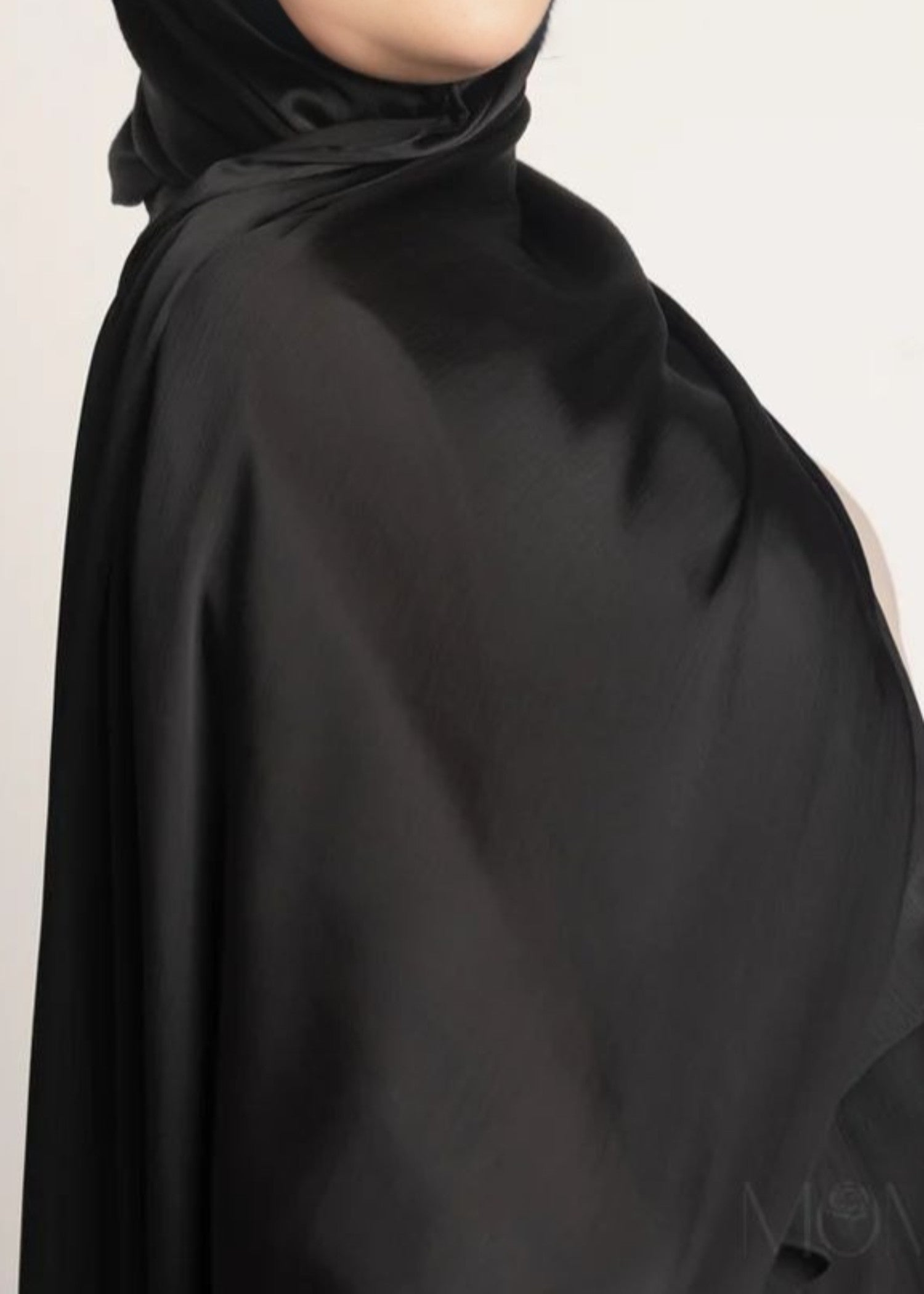 satin silk Hijab in Black