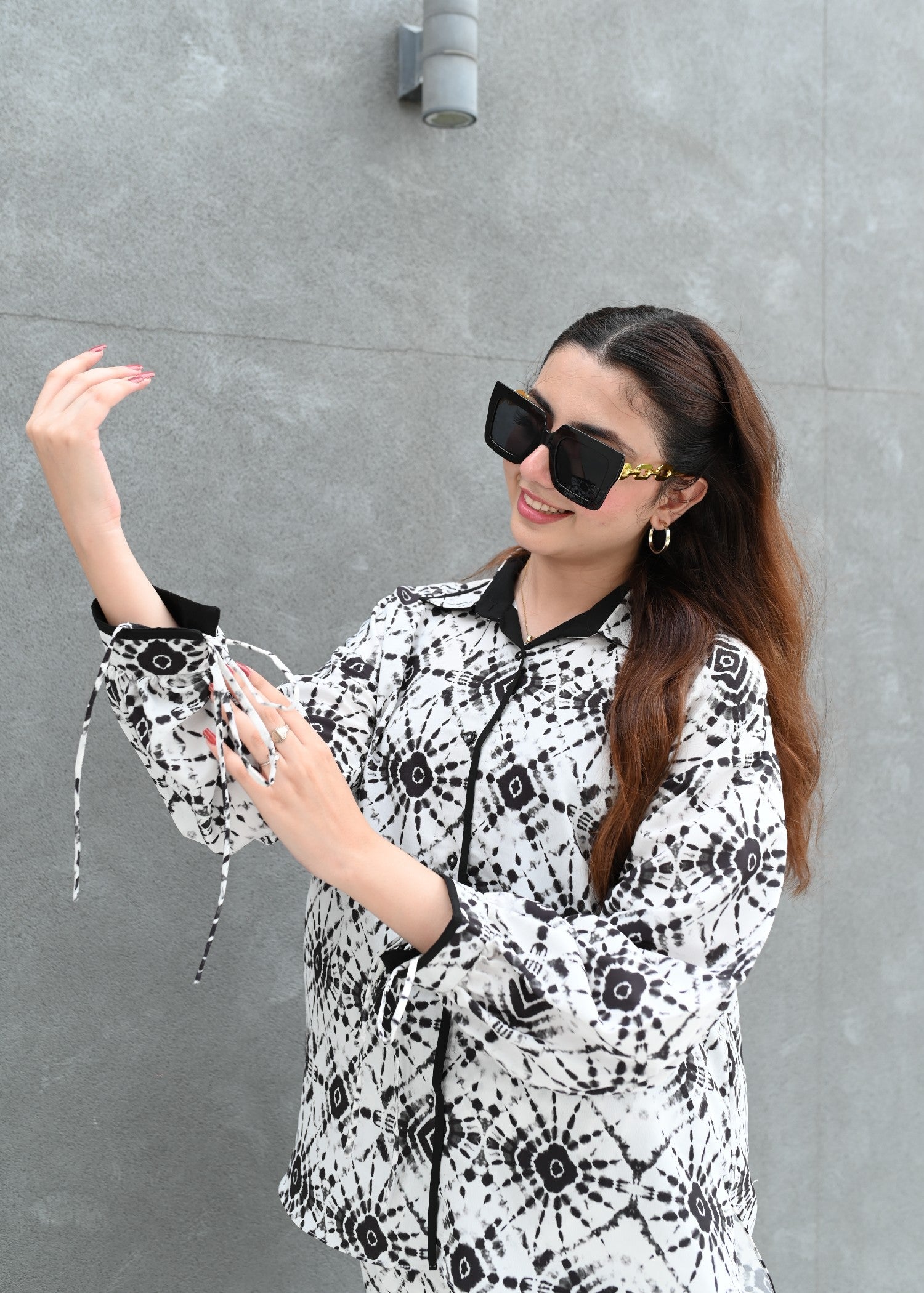 crepe Co ord Sets in Black, white