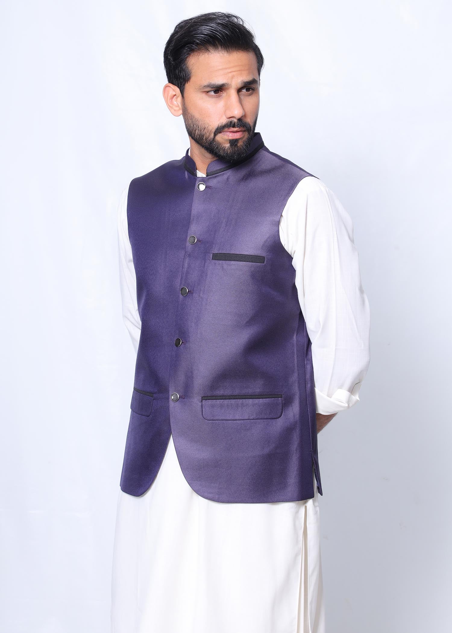 silk Waistcoat in Purple heart