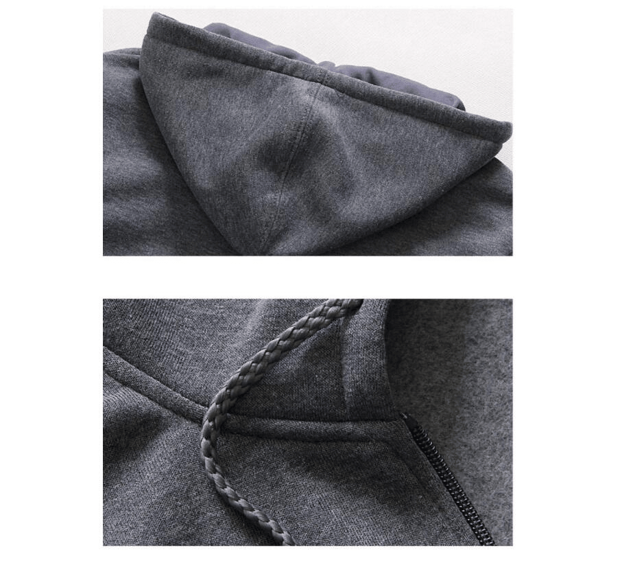 Casual Fashion Sports Sweater Couple Zipper Hooded Youth Solid Color Sweater