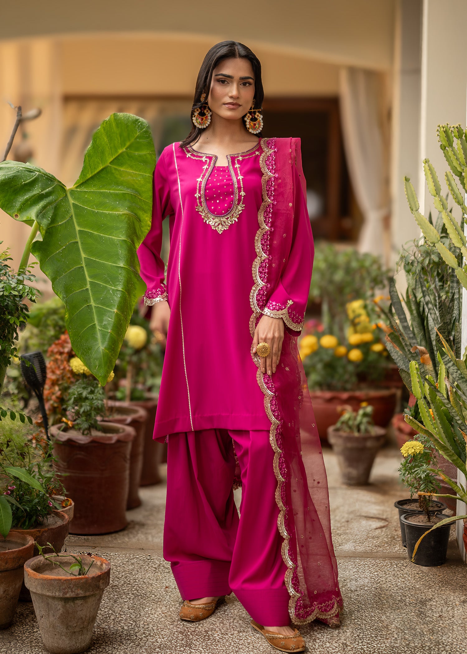 georgette Kurta Set in Magenta