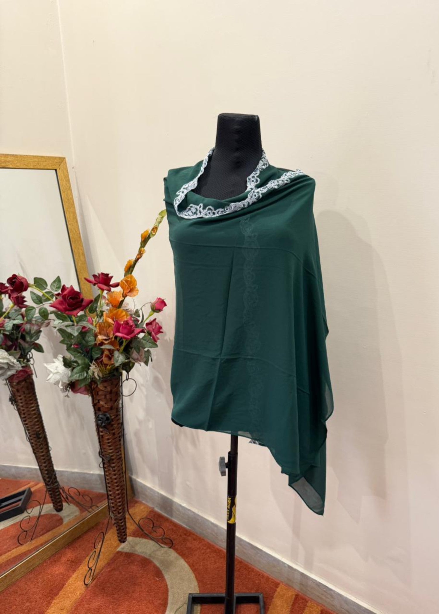 georgette chiffon Hijab in Bottle green