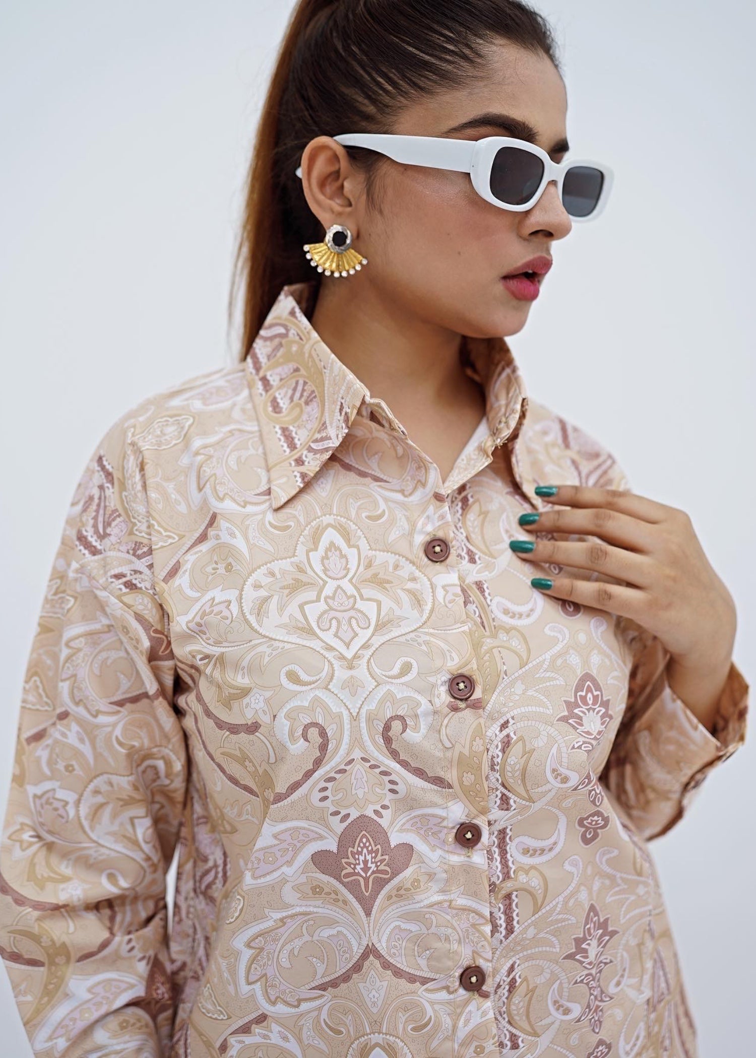 cotton silk Co Ord Sets in Beige