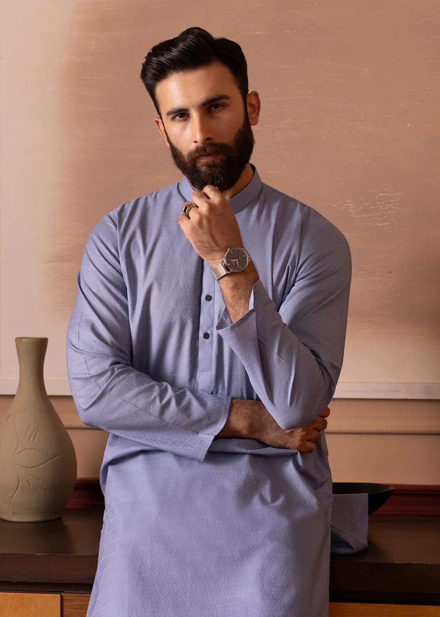 jacquard Kurta in Blue