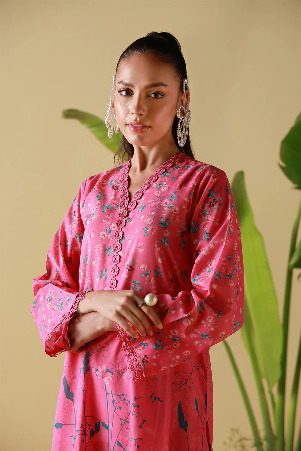 Mirha 2PC Lawn – Pink Poppy