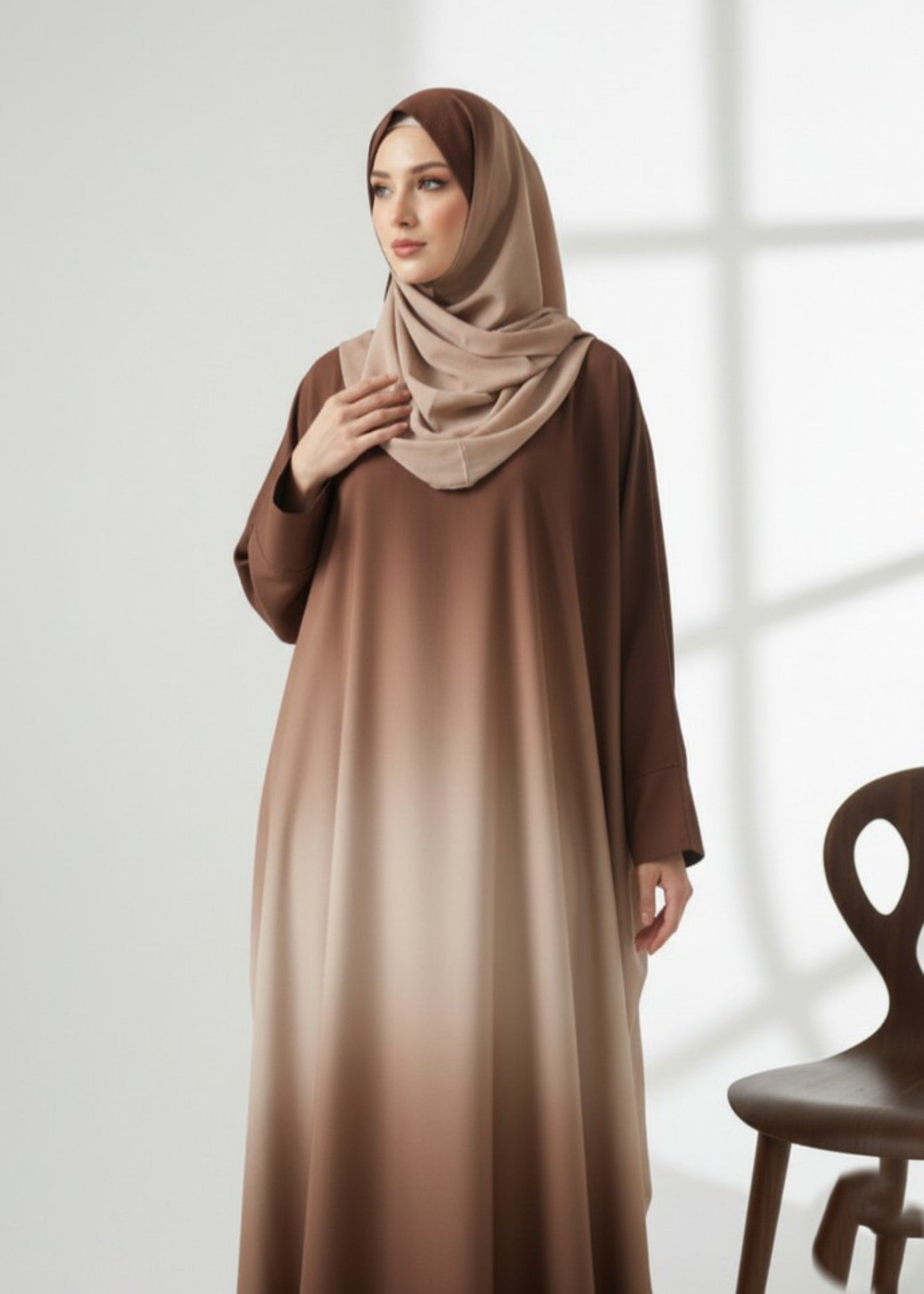 georgette Abaya in Brown