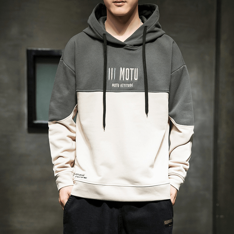 Hooded Sweater Men'S Color Matching Loose Hoodie Trendy Casual