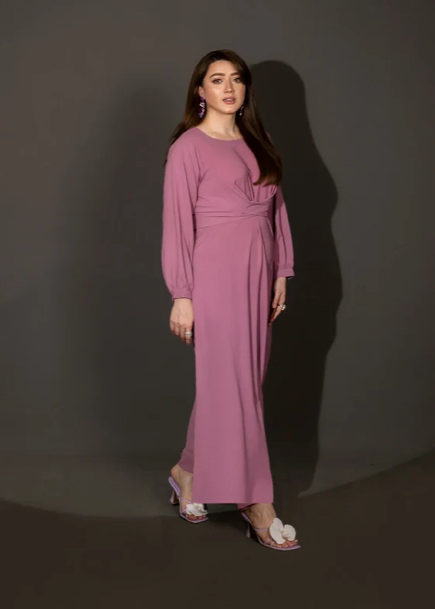crepe Dress in Mauve