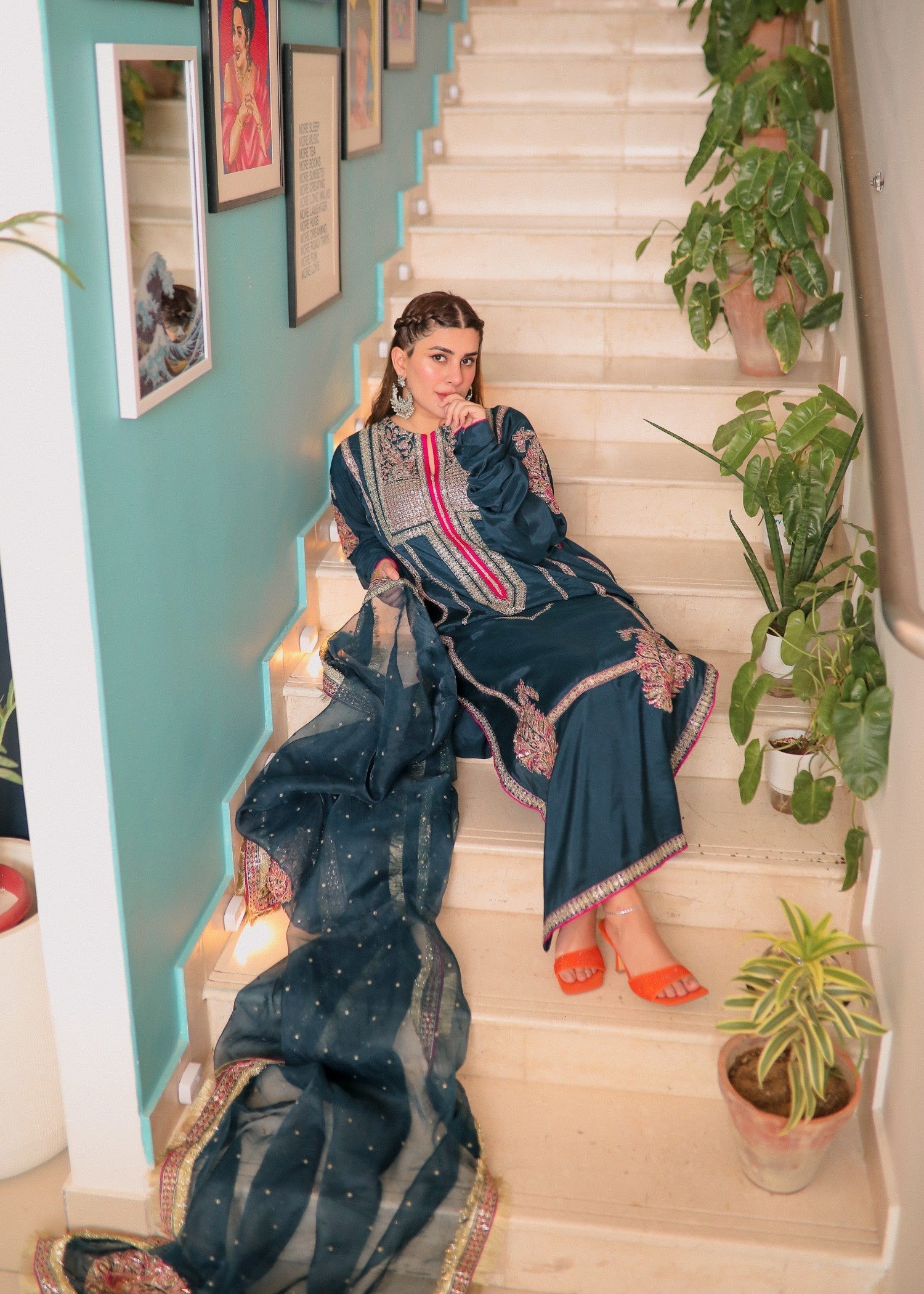 pk raw silk Kurta Set in Blue
