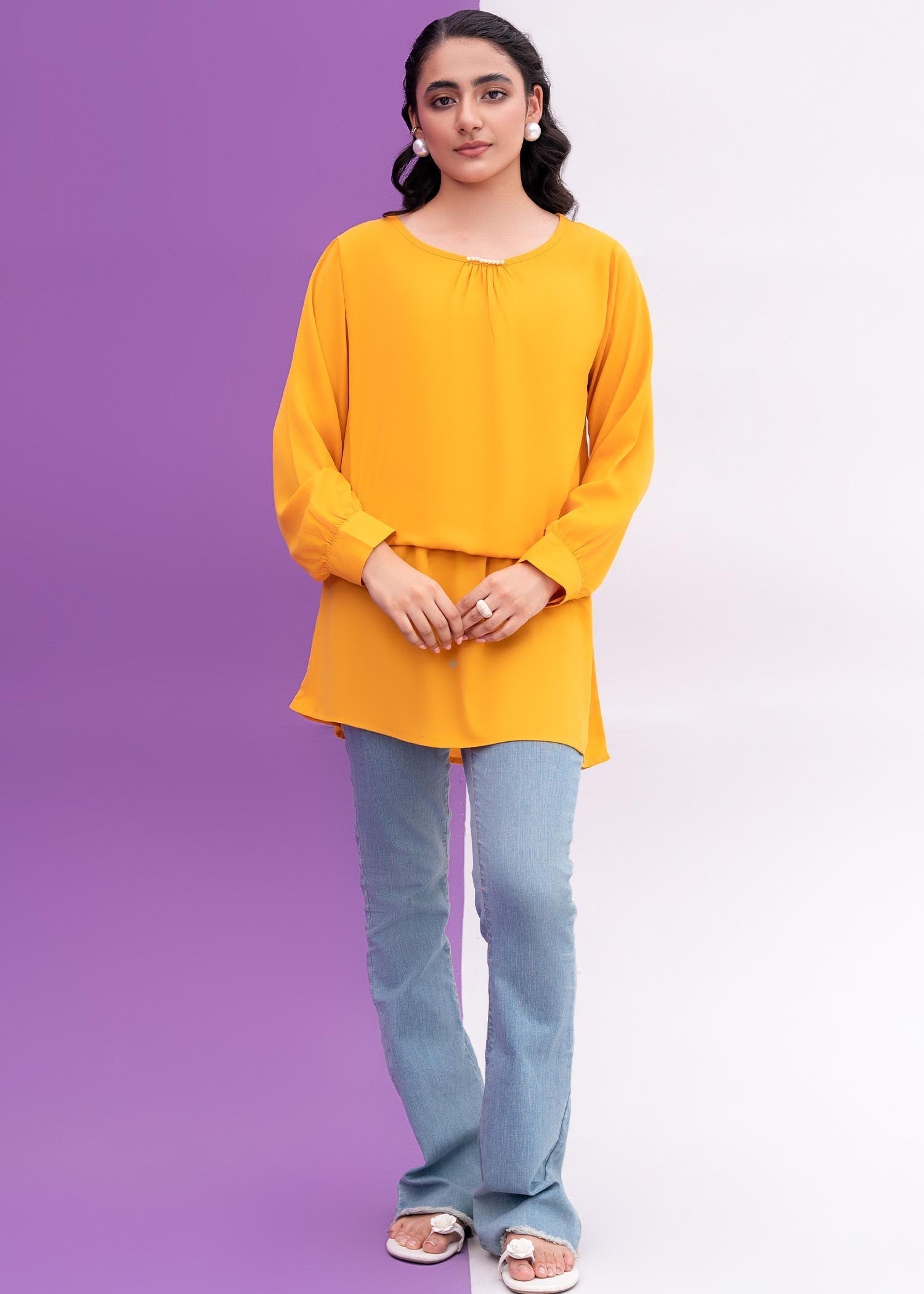 georgette Tunic in Mustard