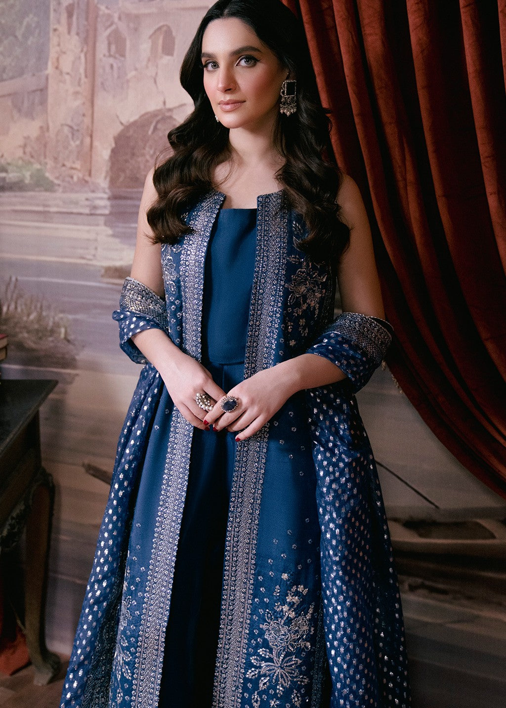 raw silk Unstitched in Royal blue