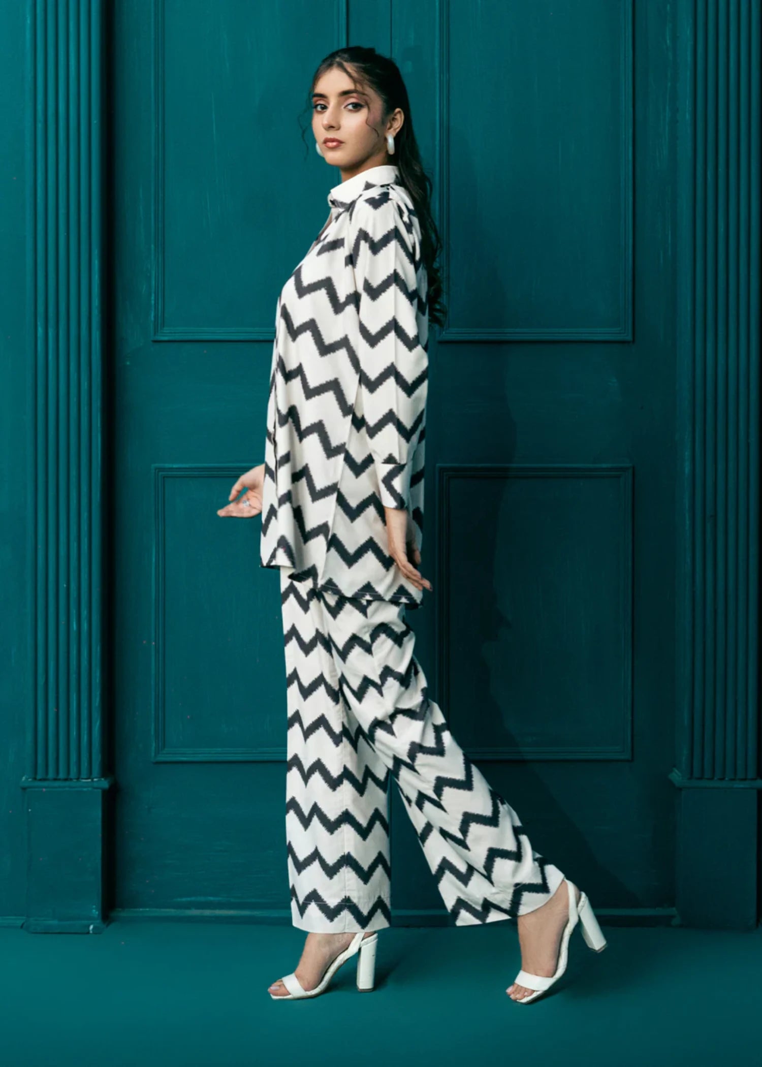 crepe Co ord Sets in Black, beige