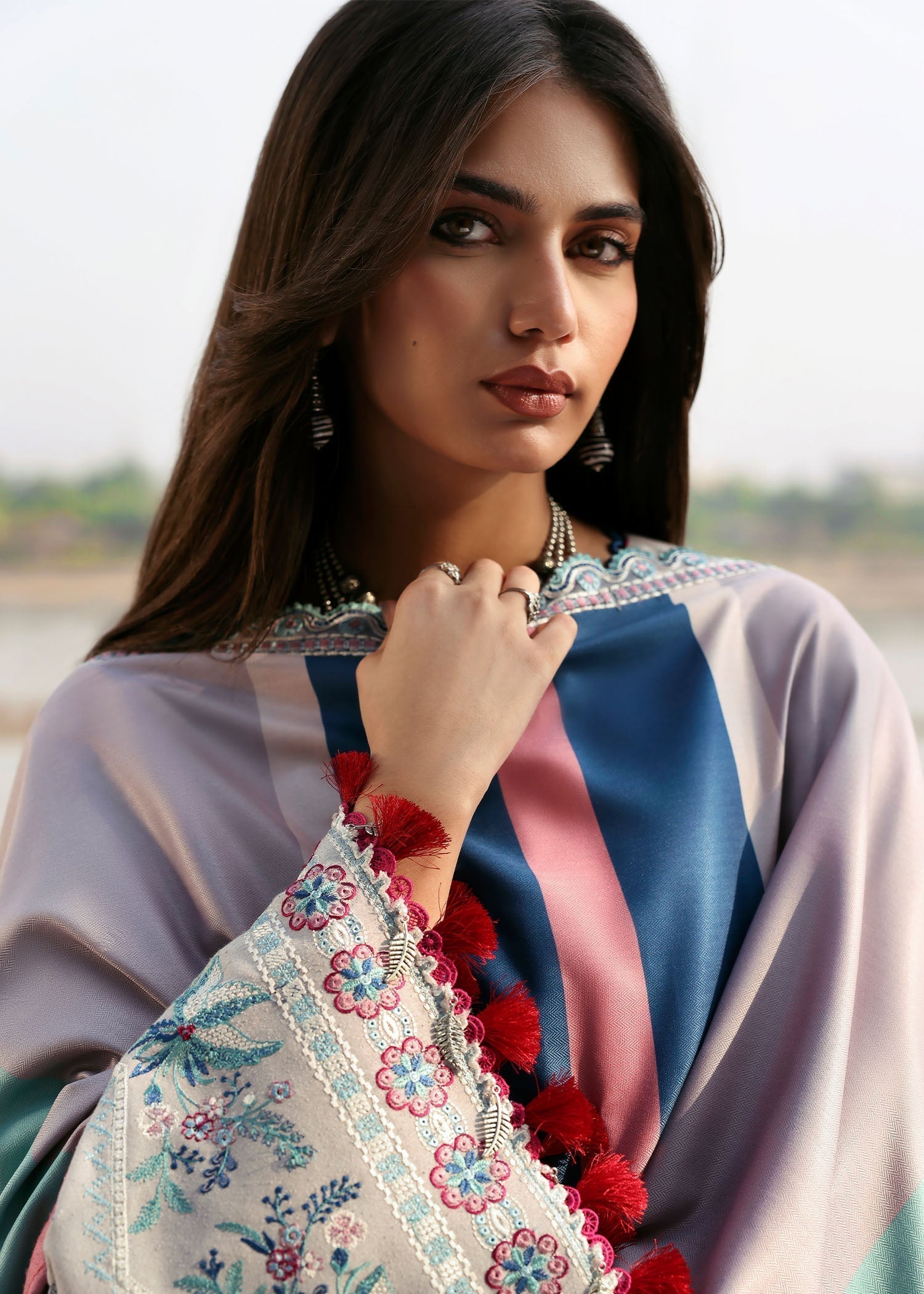 karandi Unstitched in Pastel grey
