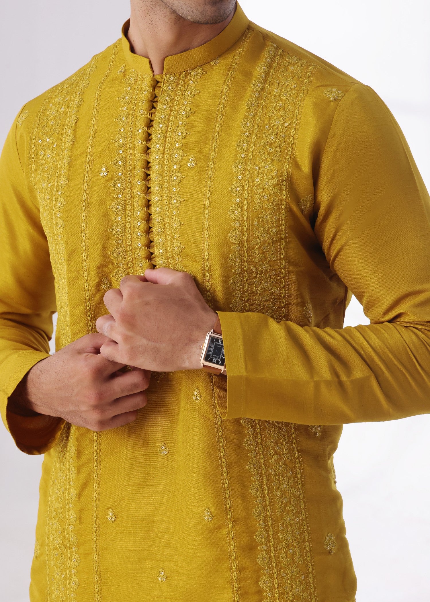 raw silk Kurta in Mustard