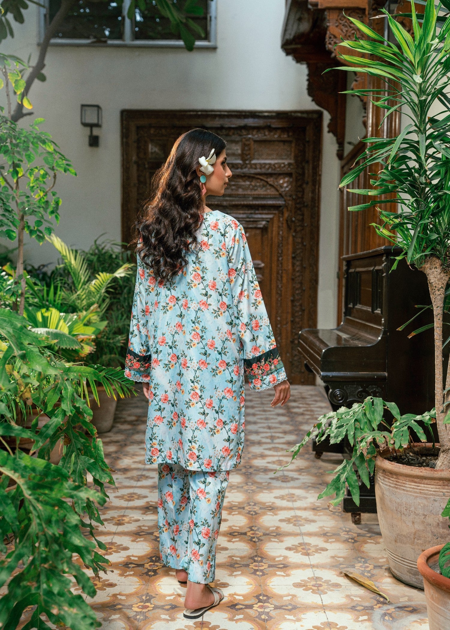 polyester kattan silk Co Ord Sets in Sky blue