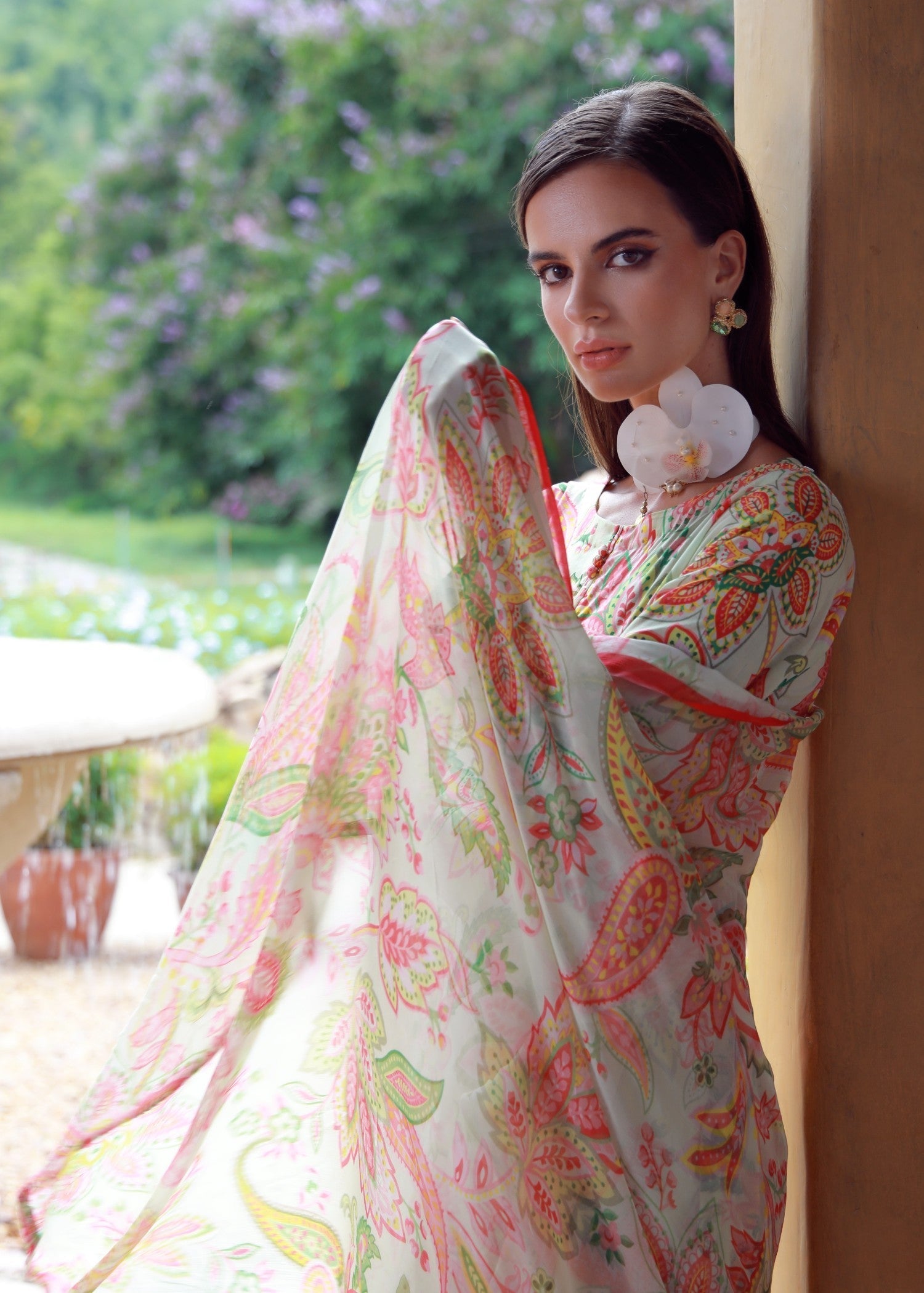 lawn Sharara in Mint green