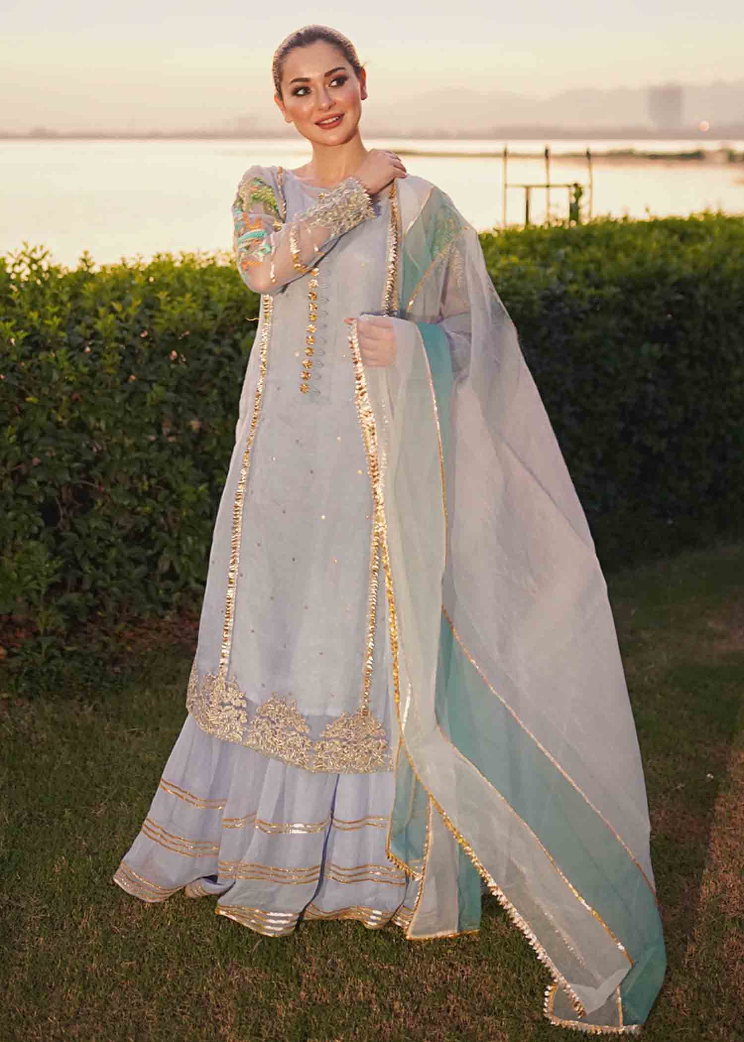 organza Sharara in Light blue