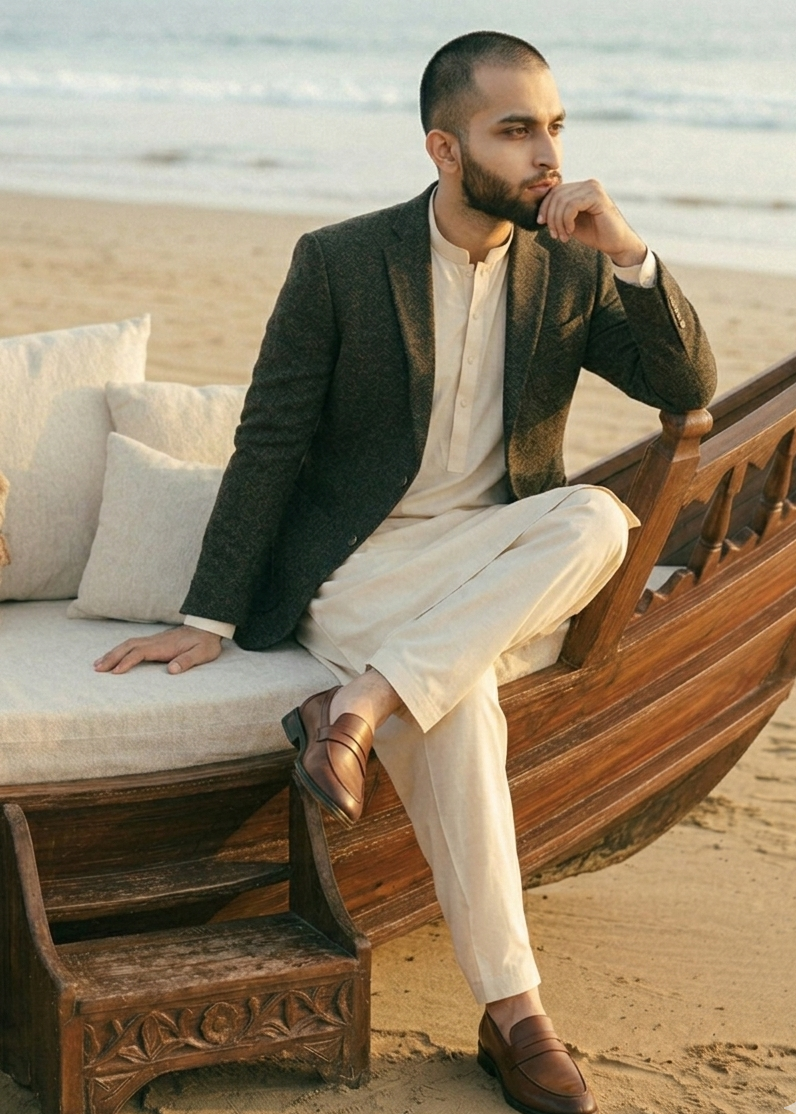 herringbone Blazer in Dark grey