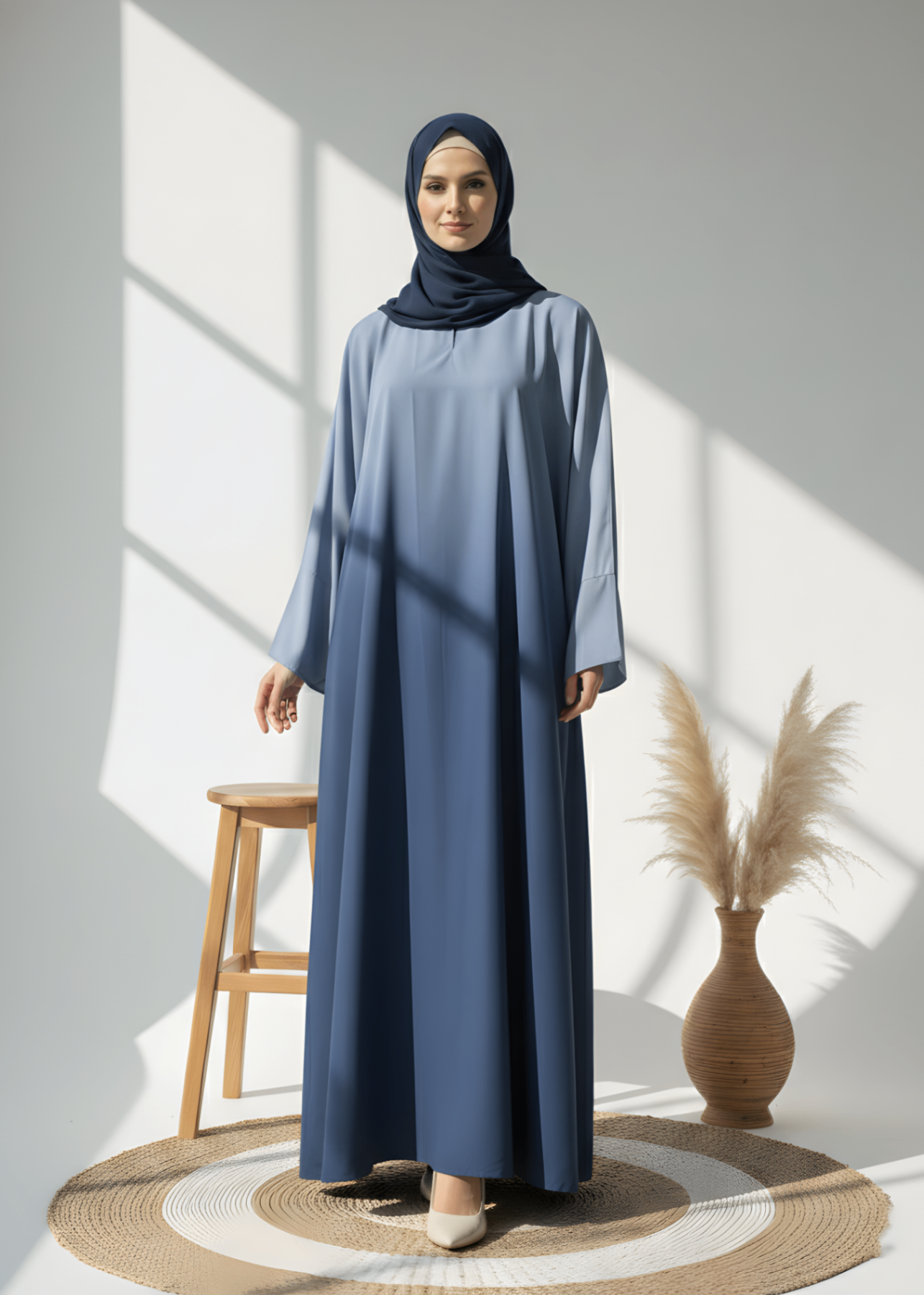 georgette Abaya in Steel teal