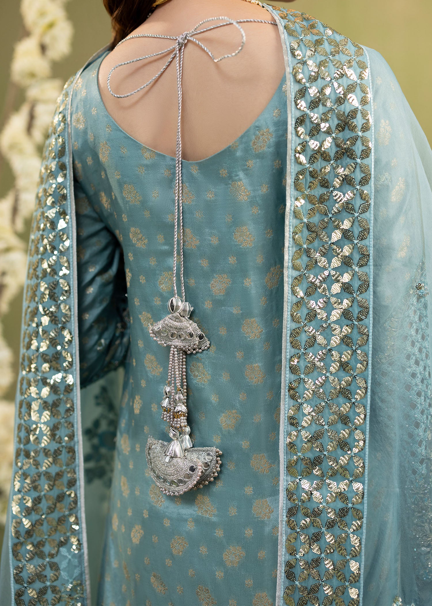 jamawar Sharara in Powder blue