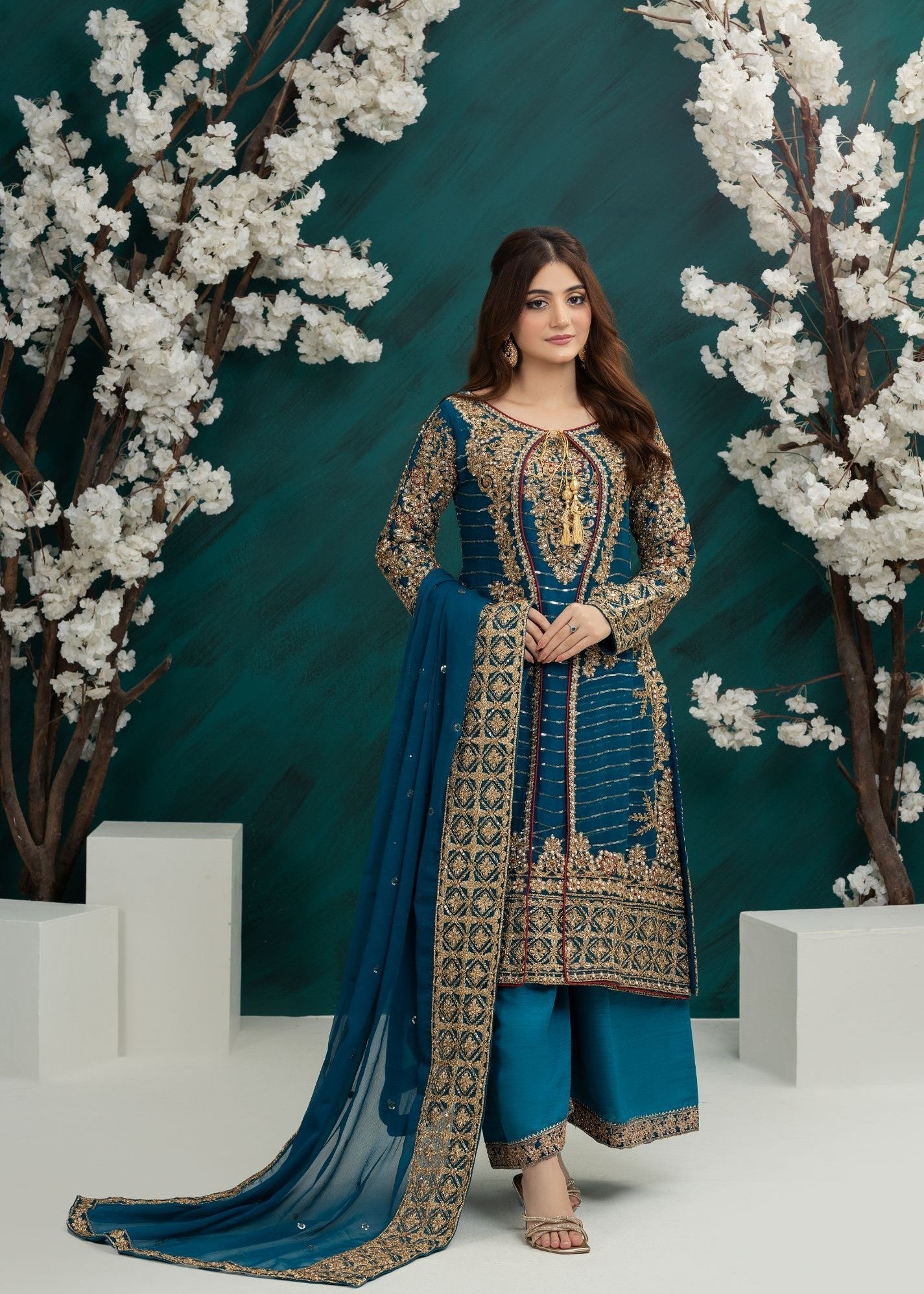 chiffon Gown in Sapphire blue