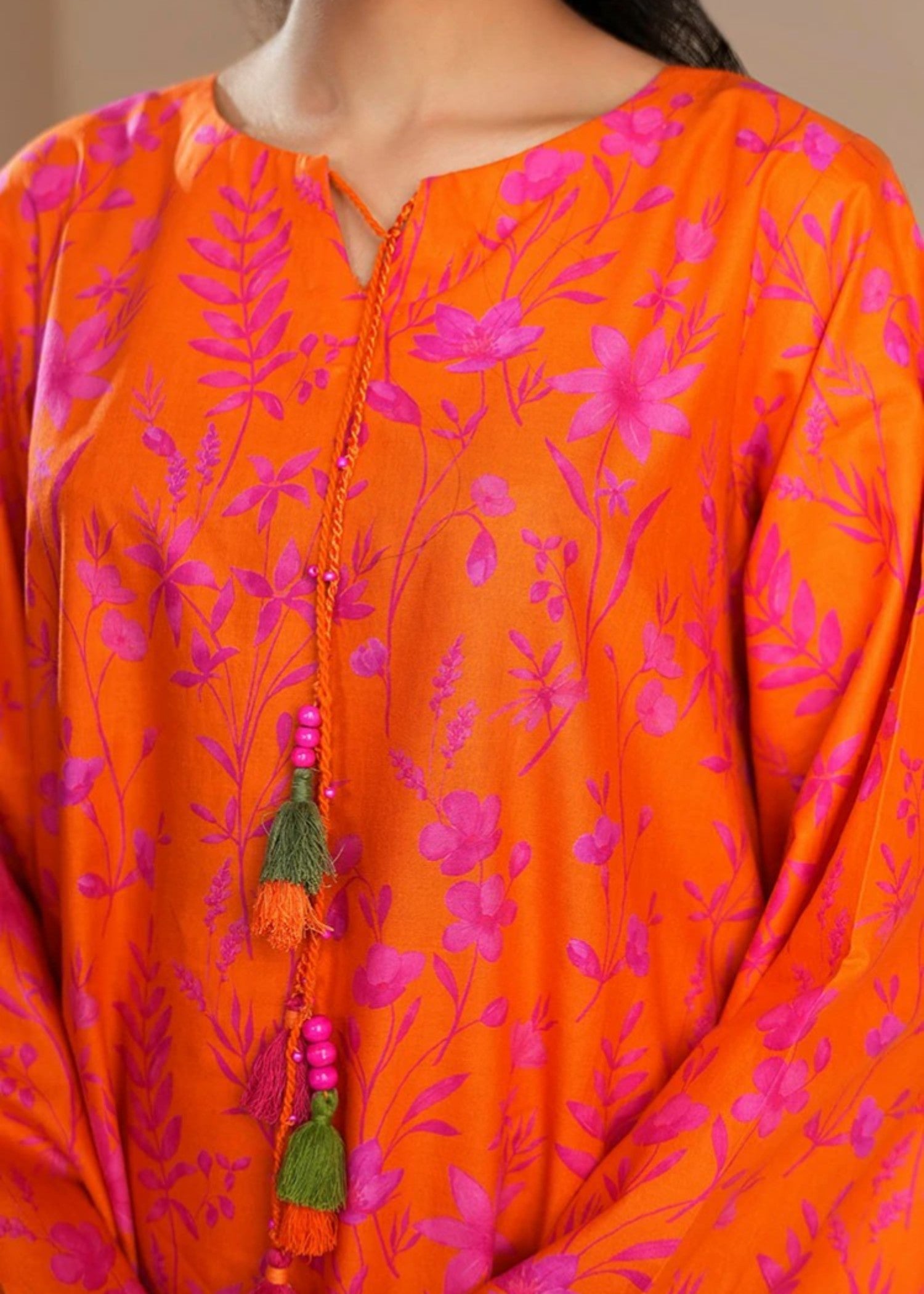 cambric Kaftan in Pumpkin orange
