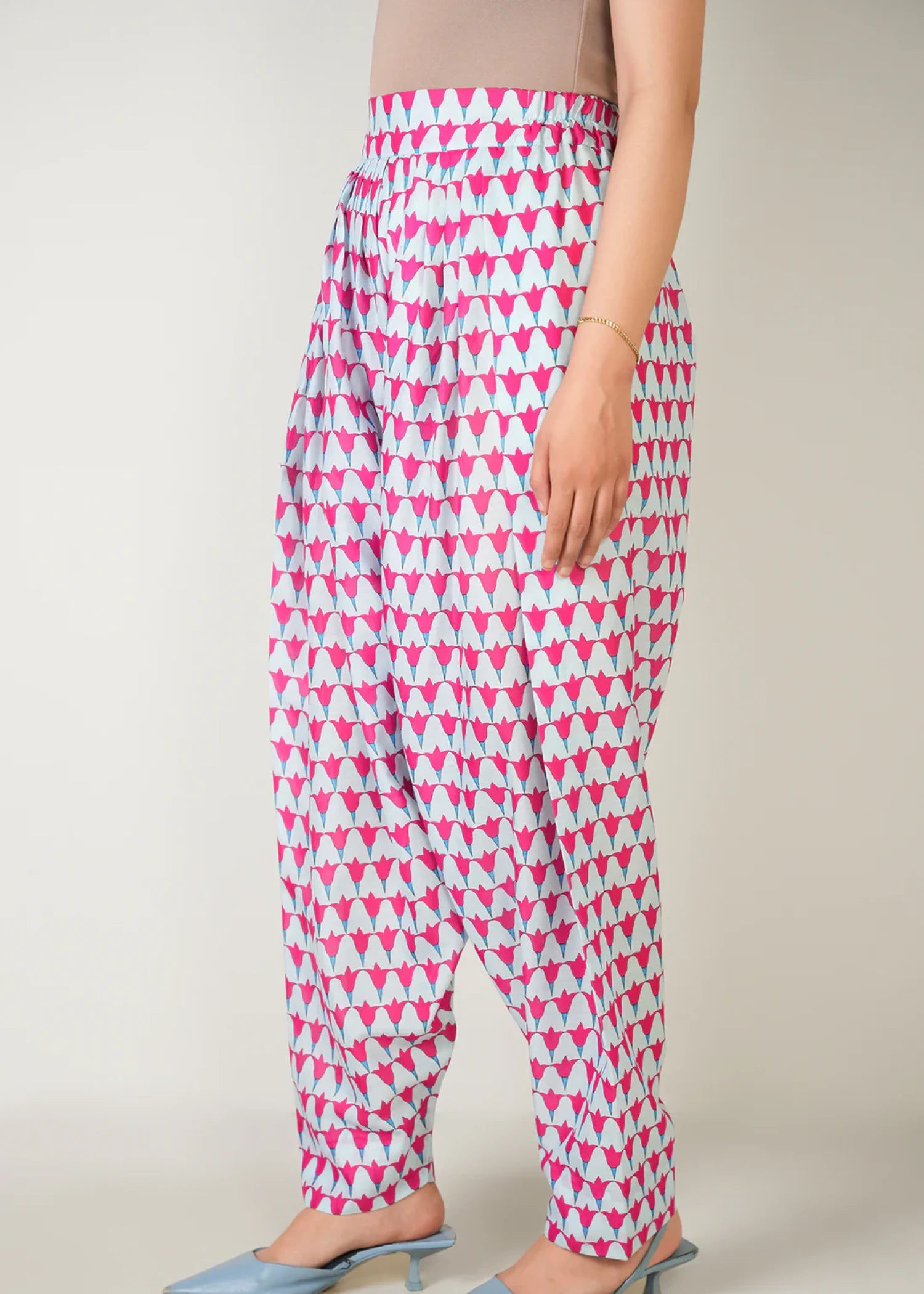 poly lawn Shalwar in Pink