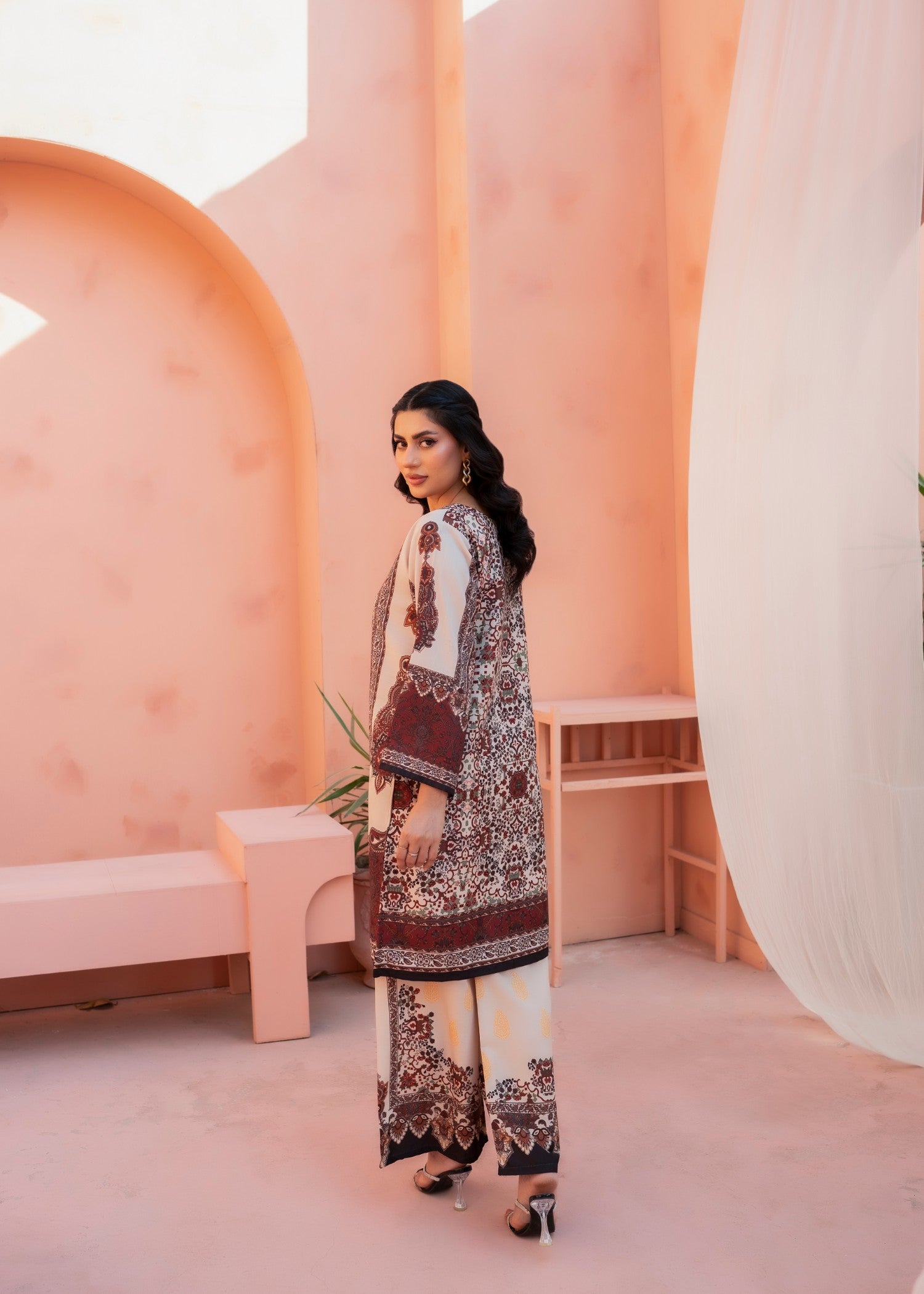 poly lawn Co Ord Sets in Tan brown, cinnamon brown