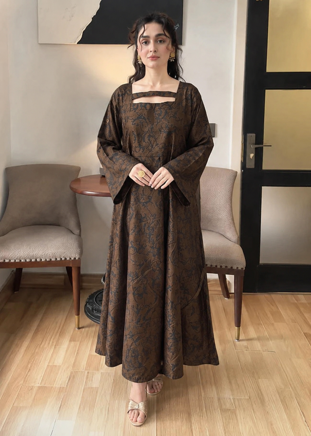 kattan silk Maxi in Espresso brown