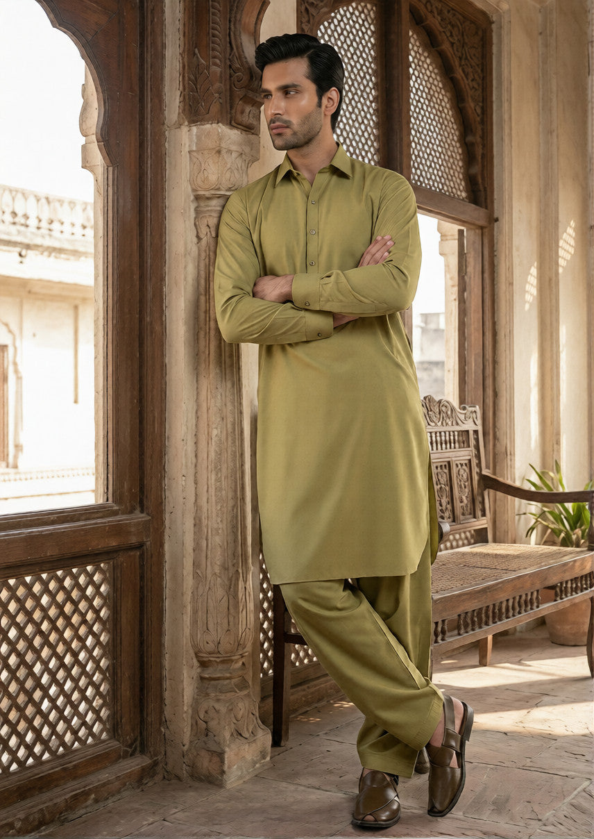 wash & wear Shalwar Kameez in Apple green by Dulha Fashion House
