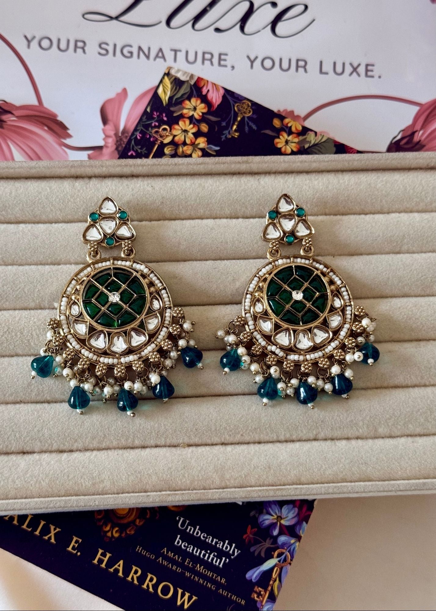 Earrings in Emerald green Color by - Trendy Women Earrings JSU9574