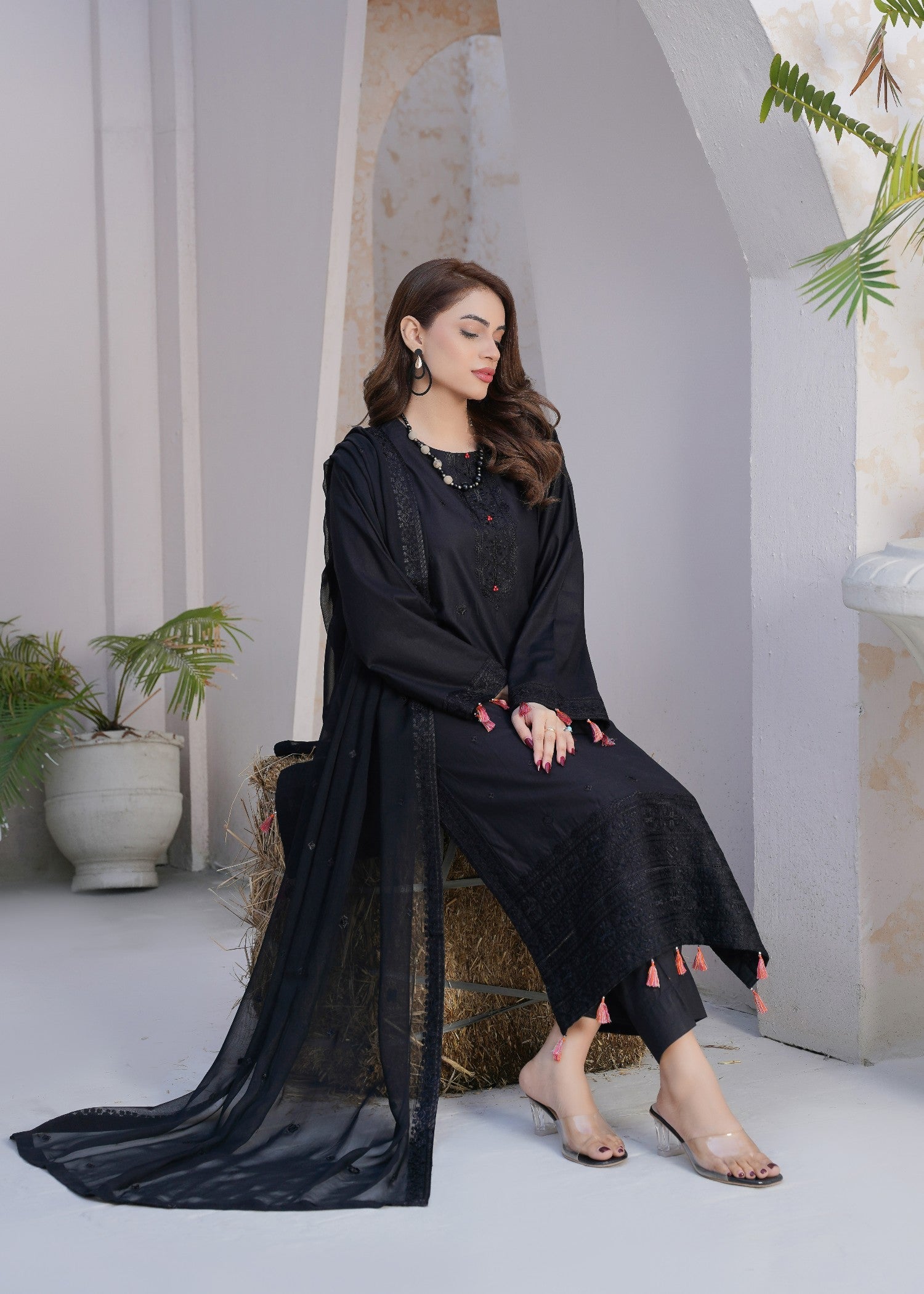 cotton Kurta Set in Black