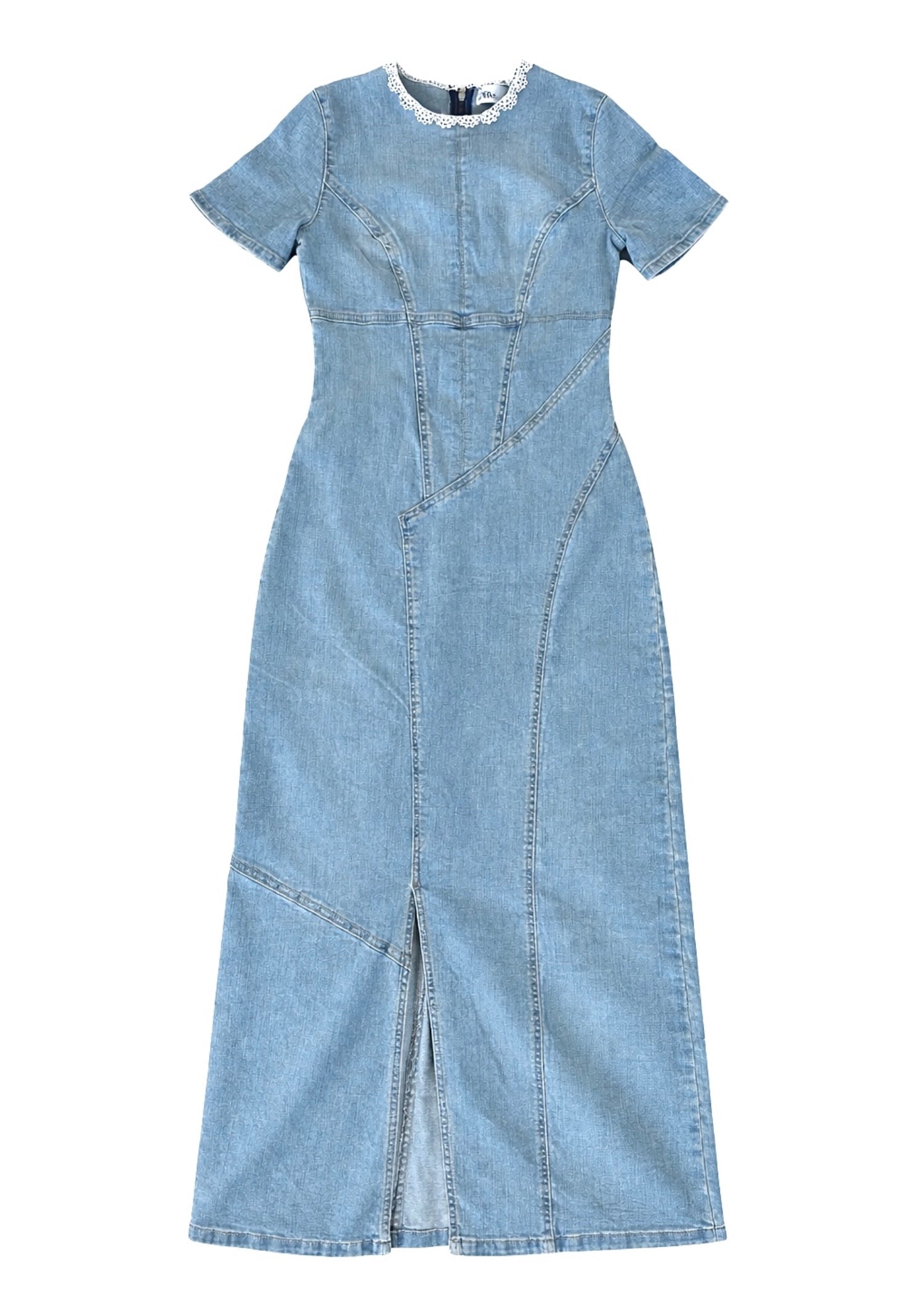 stretch denim Dress in Light blue