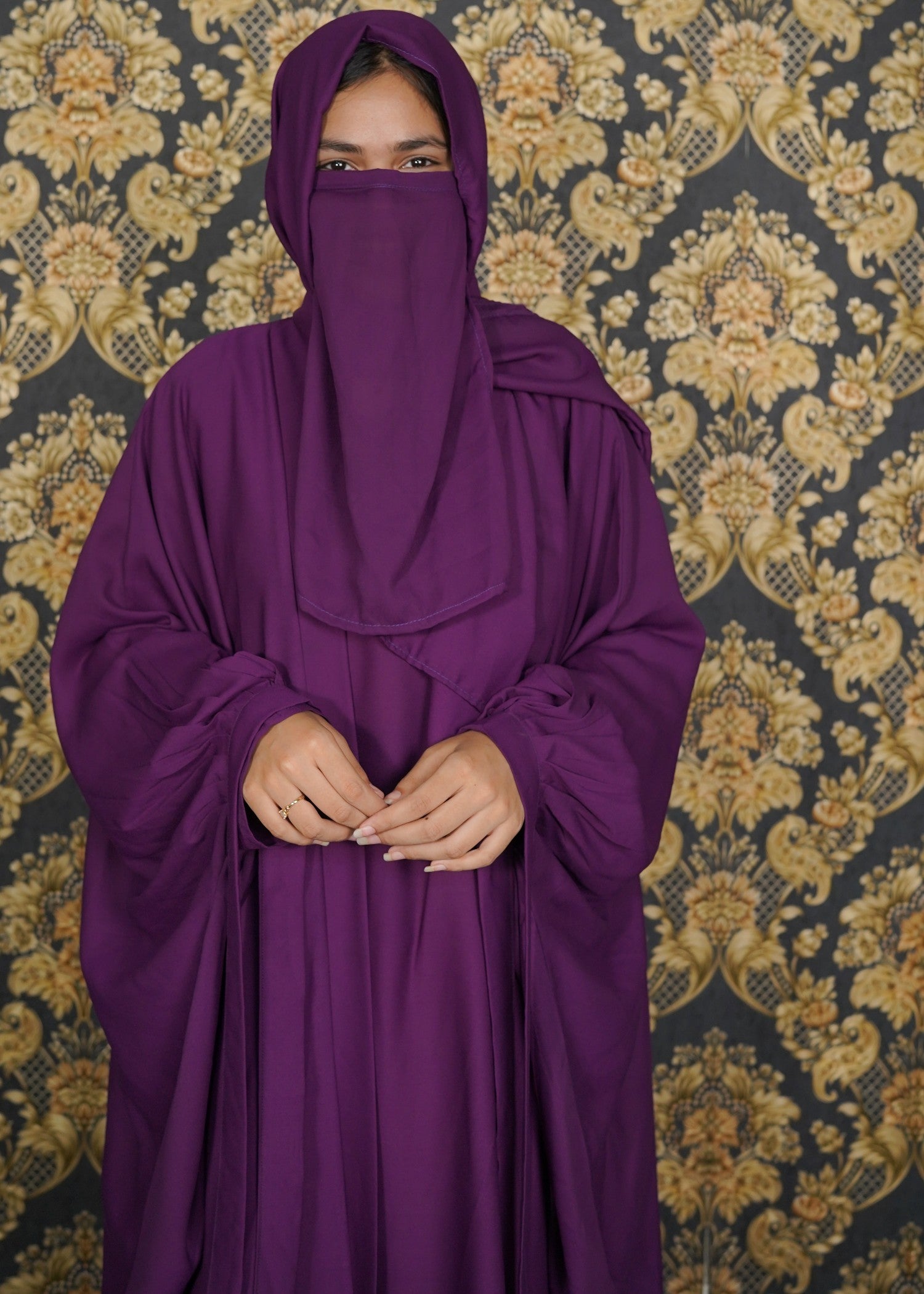 georgette chiffon Abaya in Plum