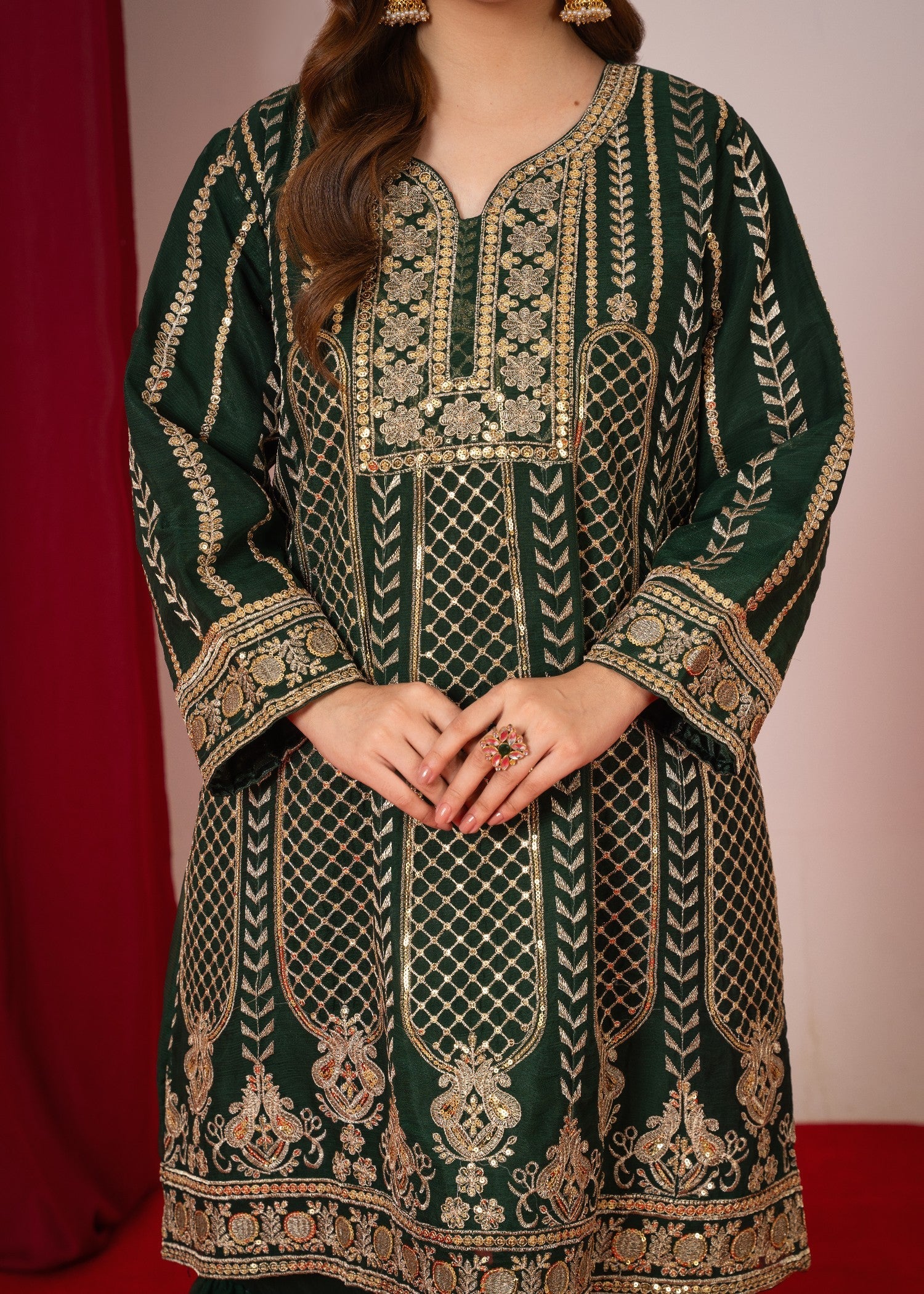 chiffon Gharara in Green