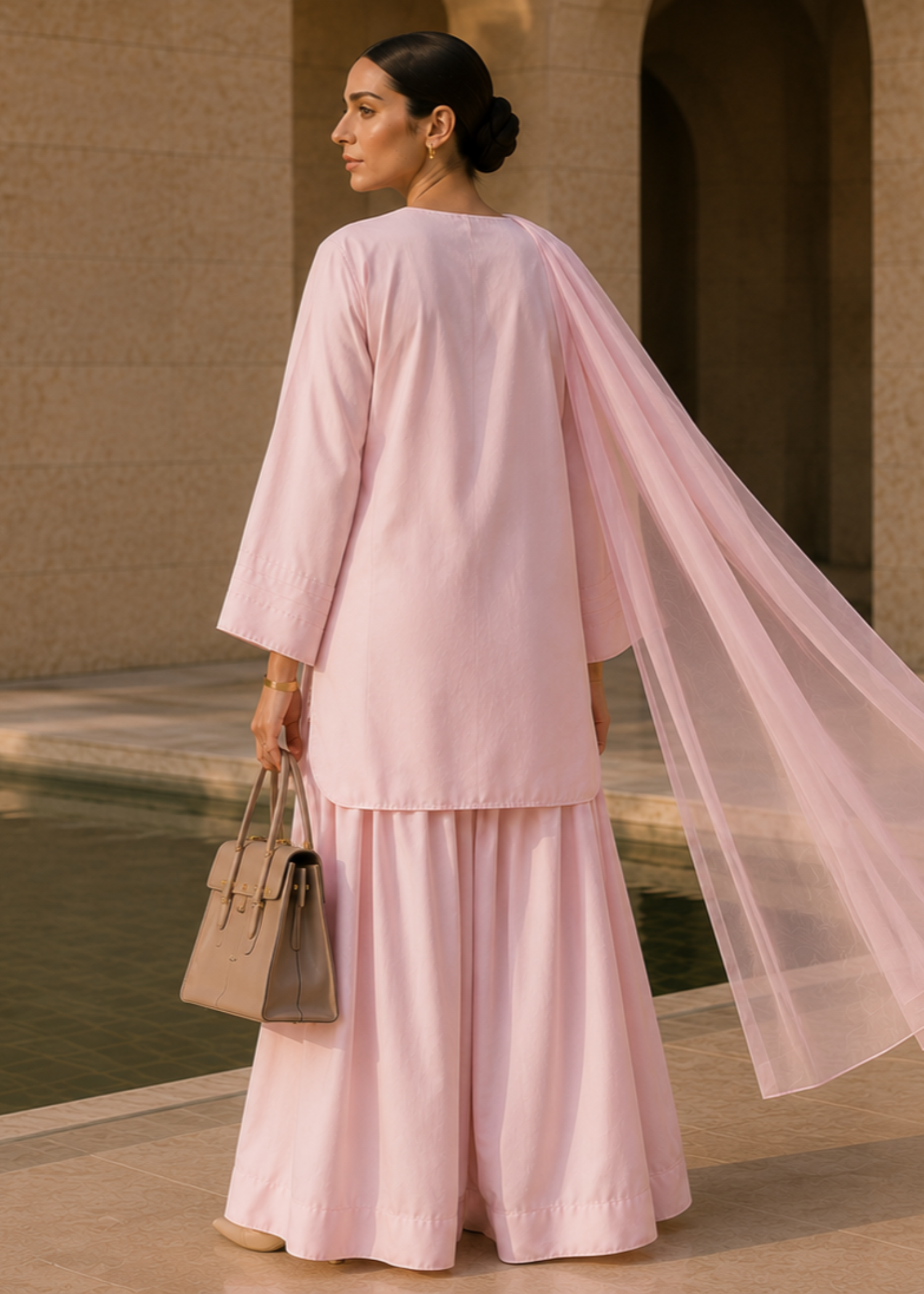 pure cotton Kurta Set in Rose pink