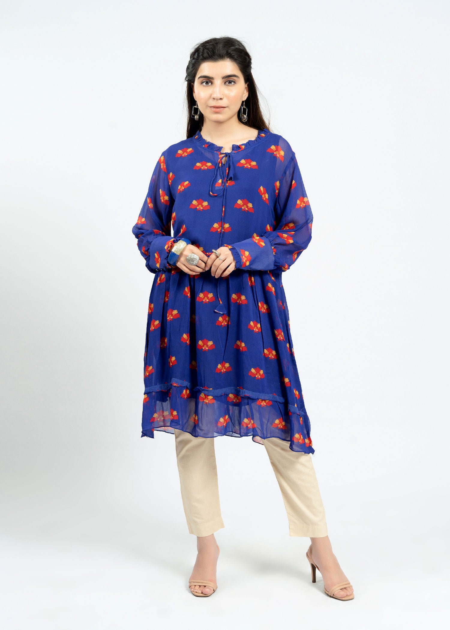 chiffon Short Frock in Blue