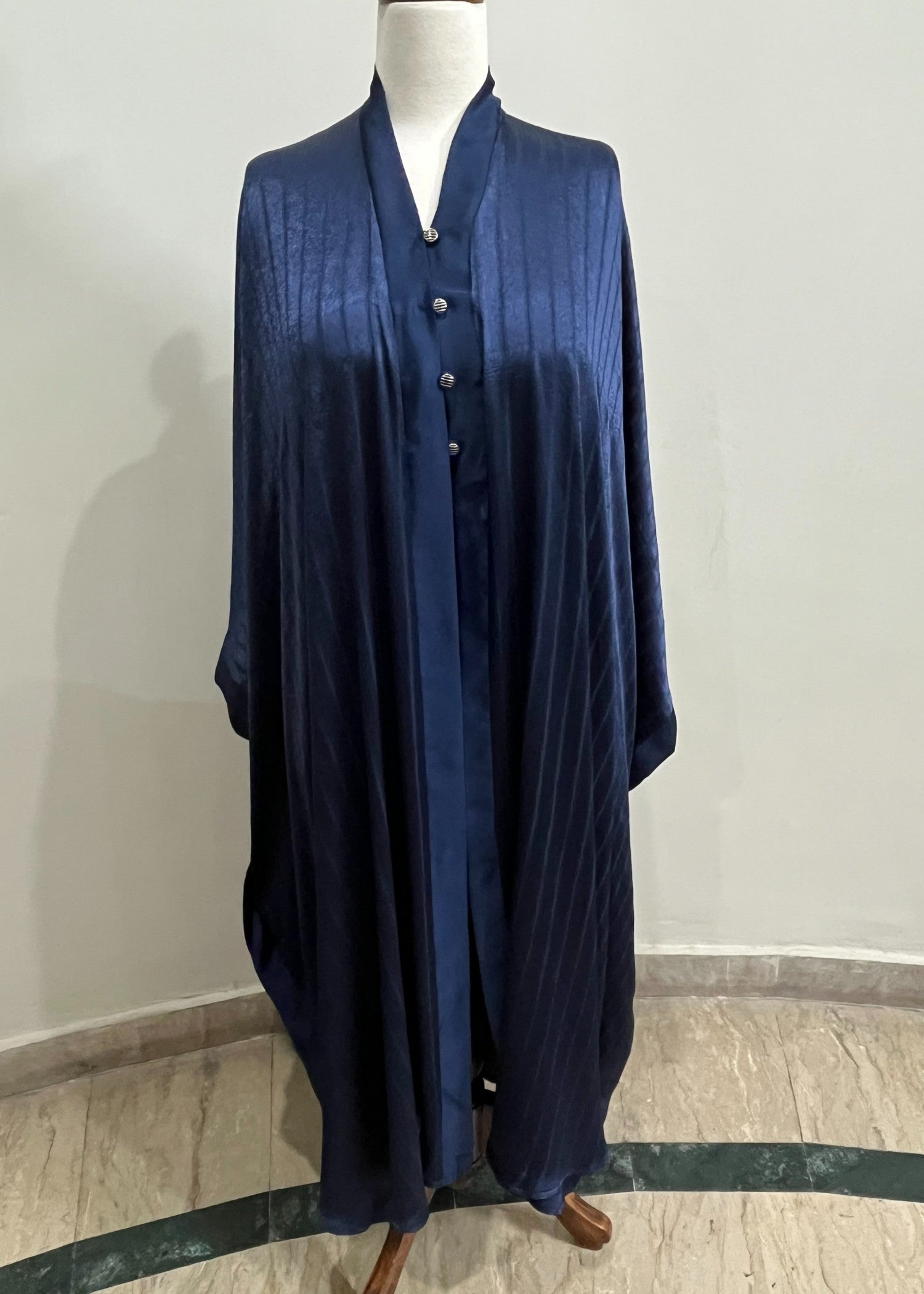 poly silk Abaya in Navy blue