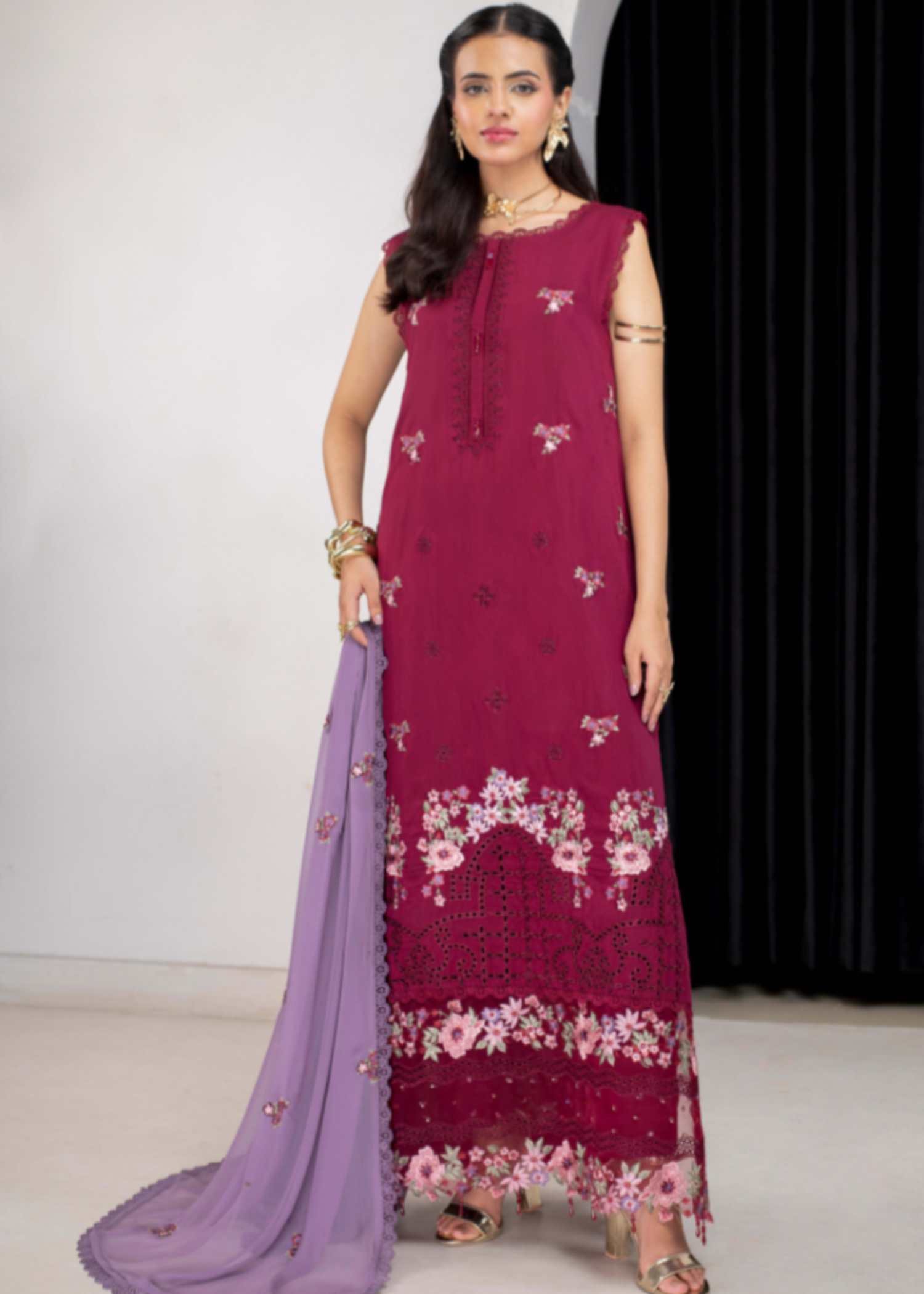 viscose Unstitched in Carmine, heather