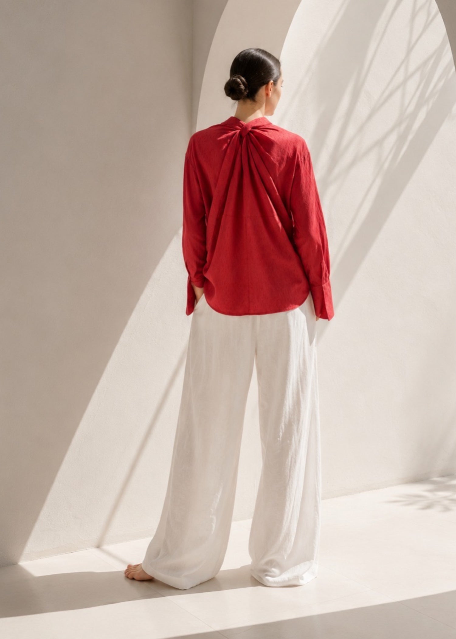 cotton dobby Top in Red
