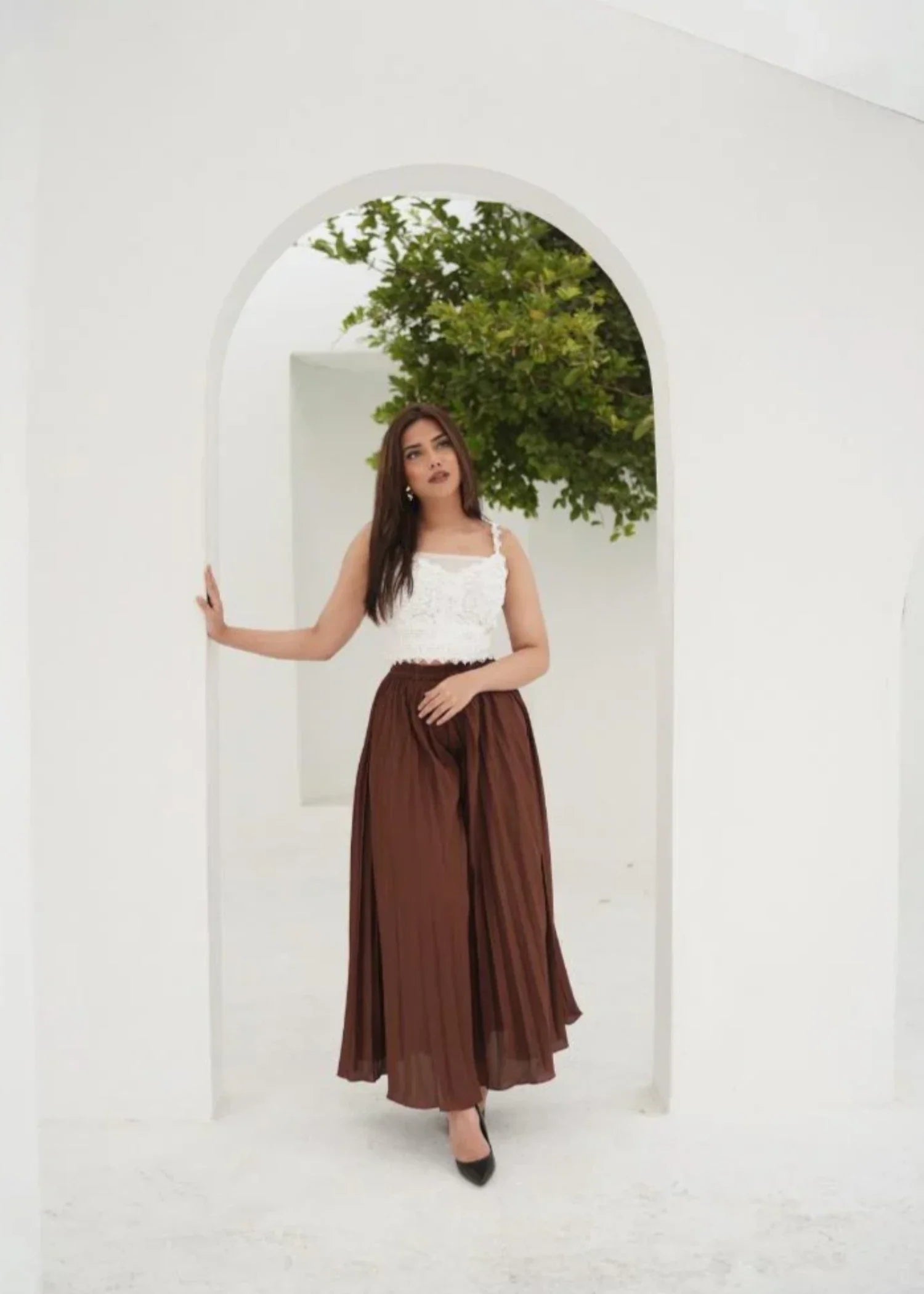 crepe Trousers in Brown