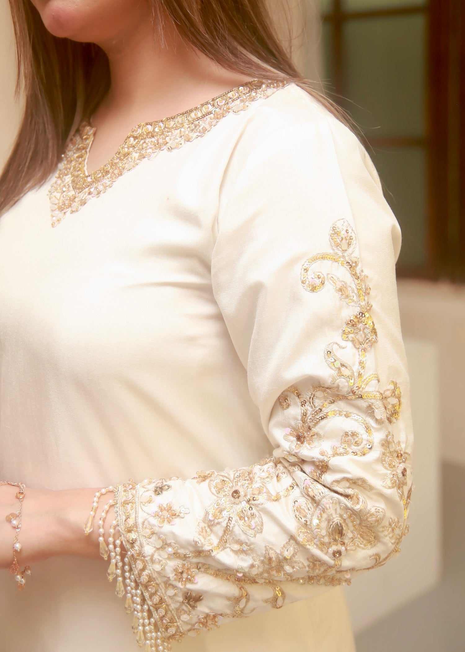 raw silk Sharara in White