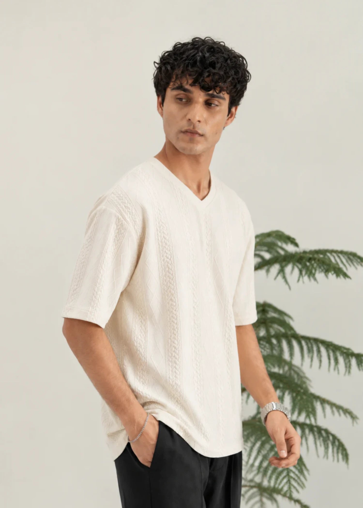 cotton T Shirt in Cream